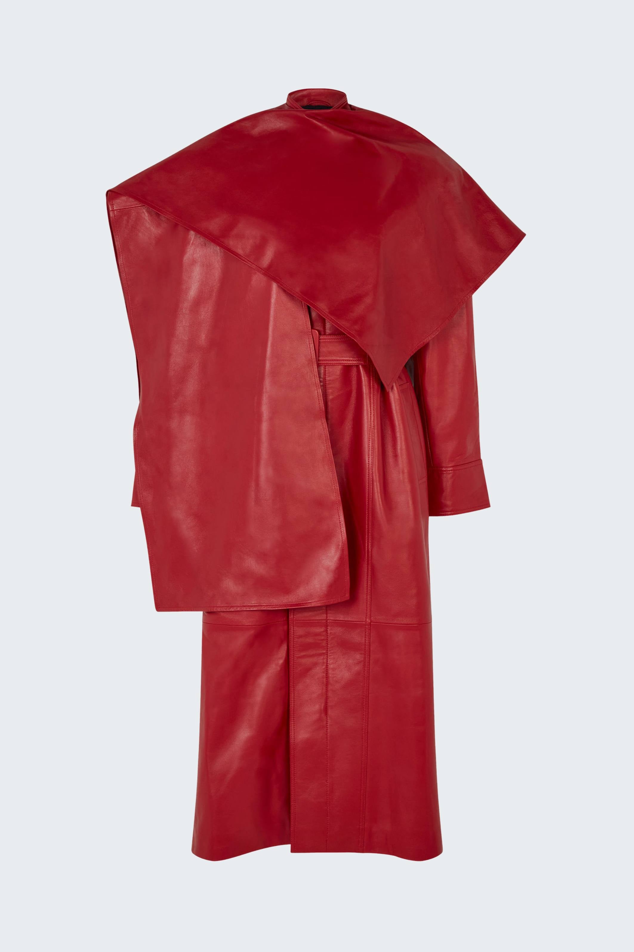 Nina Leather Coat Red