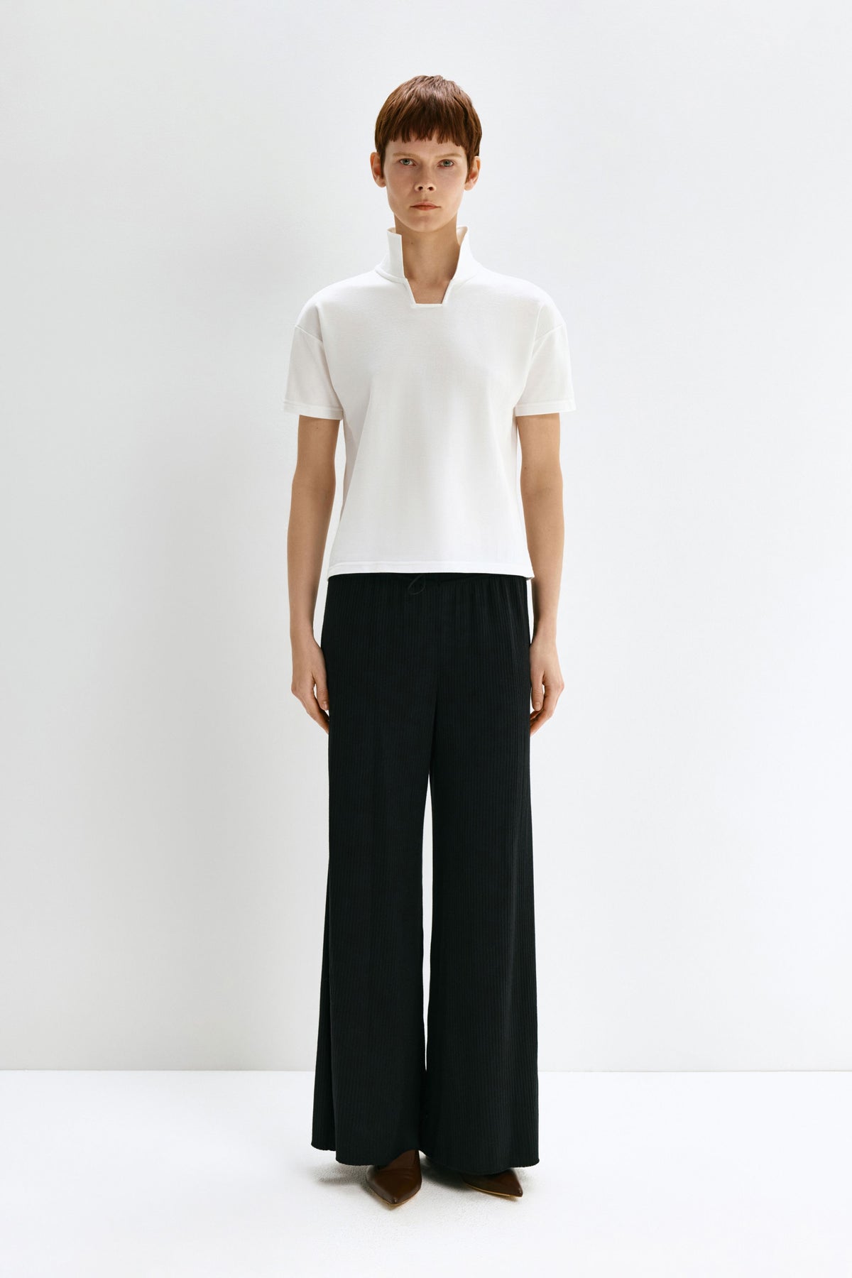 SQUARE NECK POLO (White) - Bessette