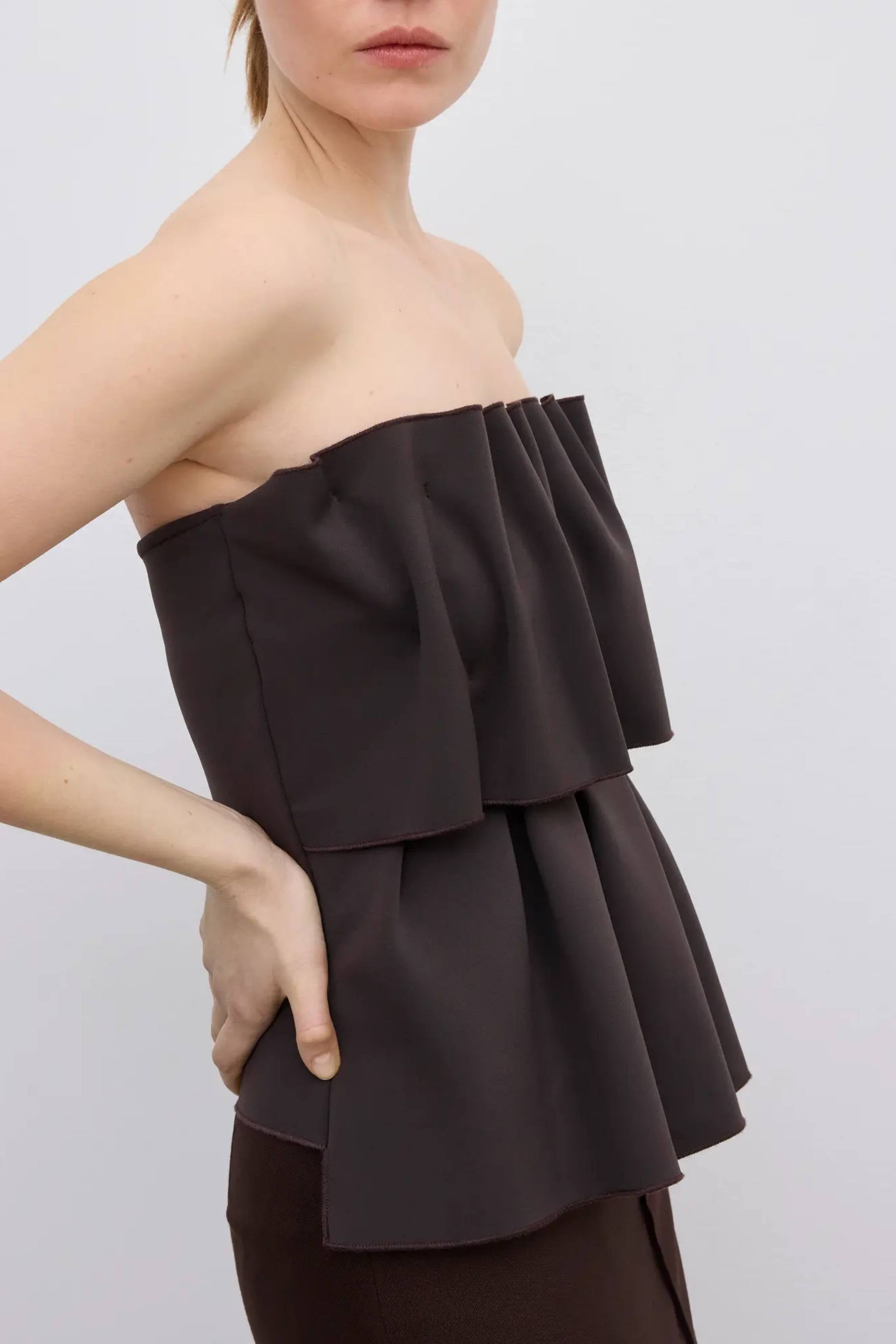 Sculpted Tube Top Brown - Bessette