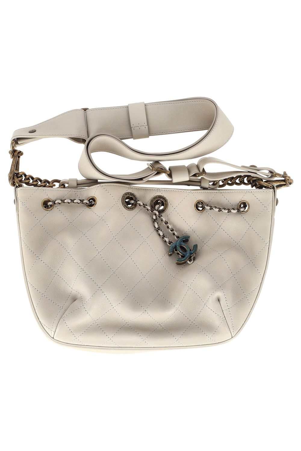 Chanel CC Paris-Rome Shoulder Bag in White Leather