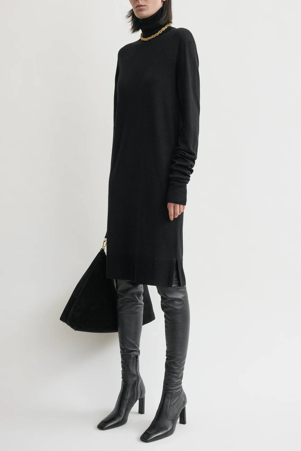Turtleneck dress black