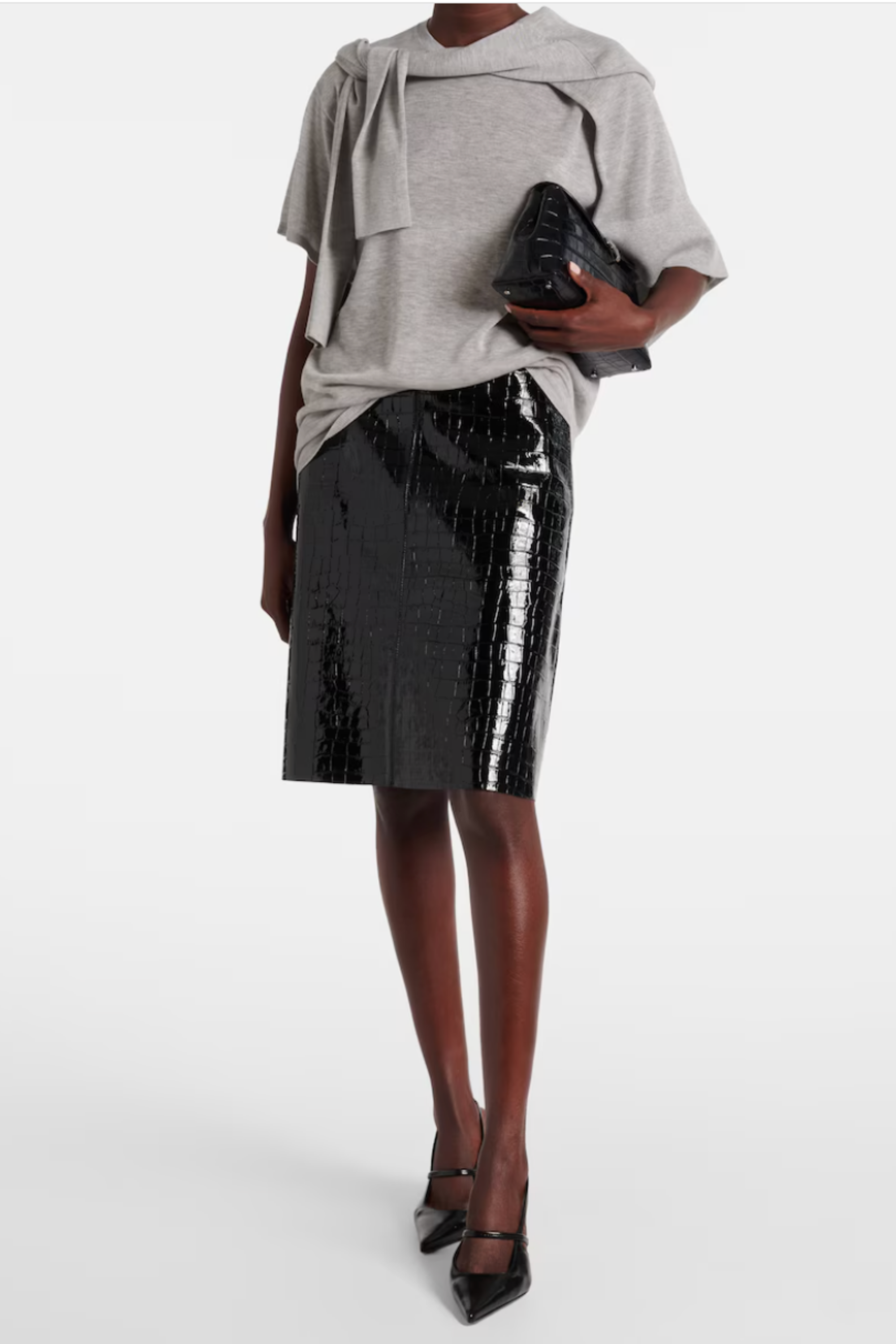 Croc-Embossed Skirt