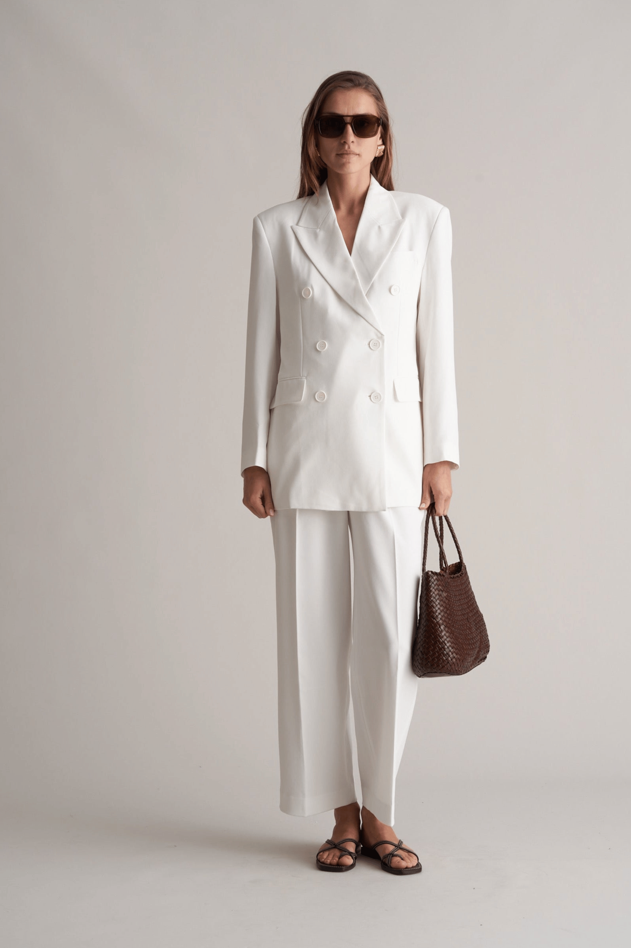 Zoira Double Breasted Blazer Optic White - Bessette