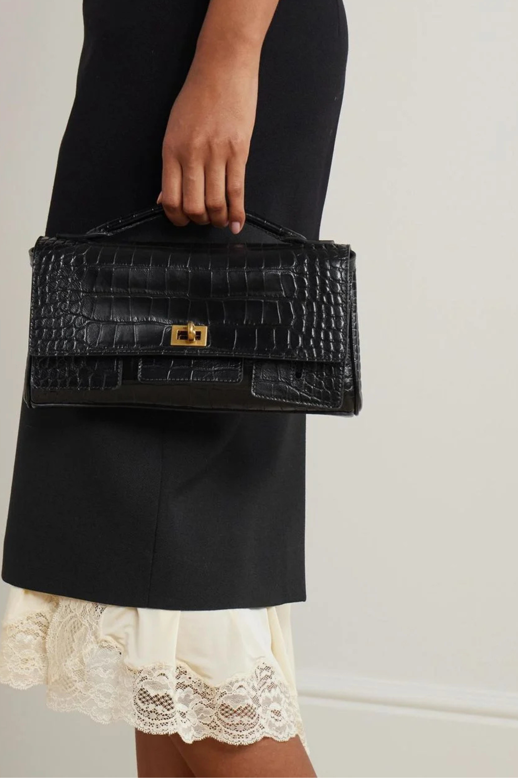 Bel Air Small Croc-Embossed Leather