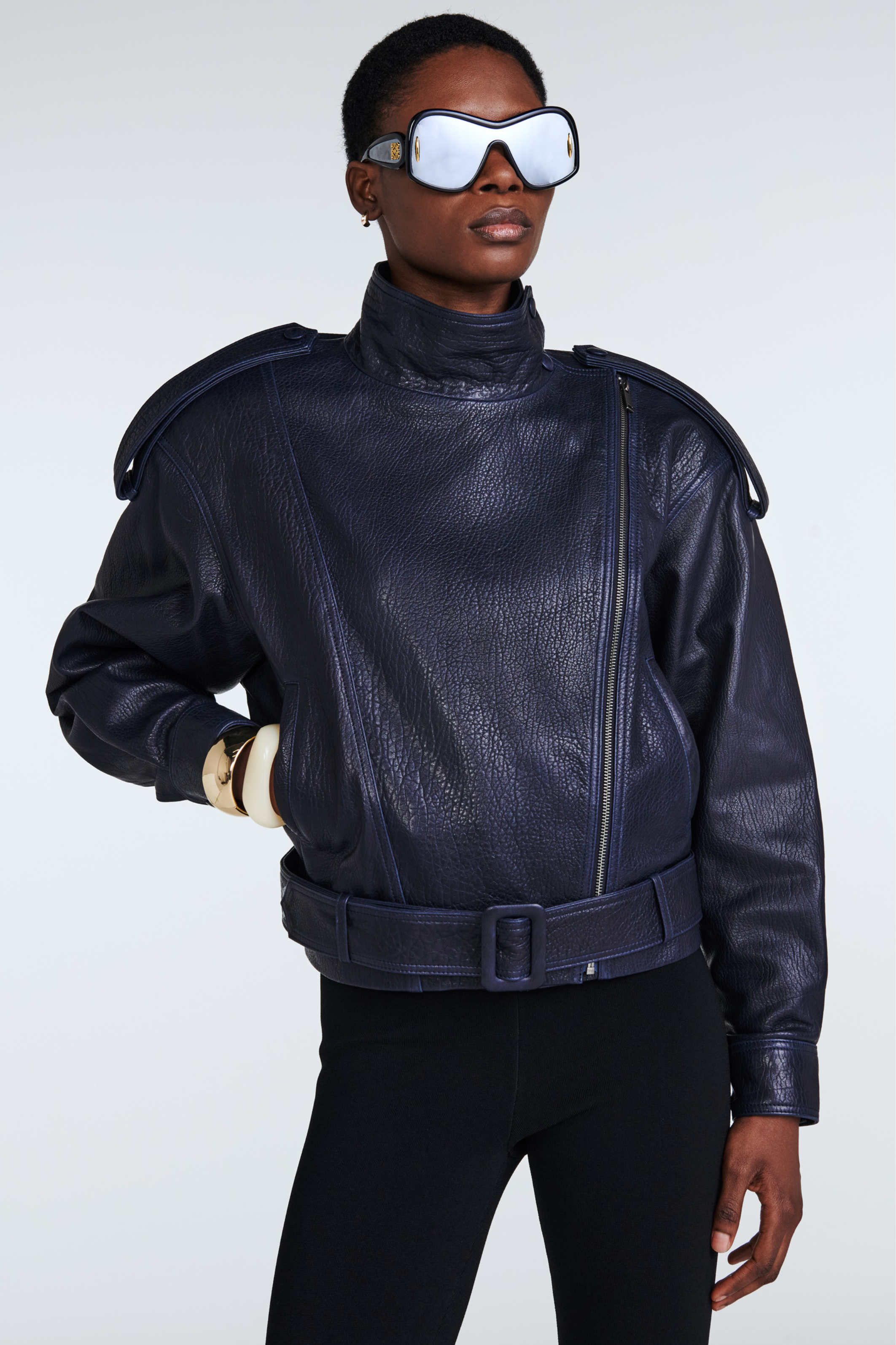 Serpa Leather Jacket Navy