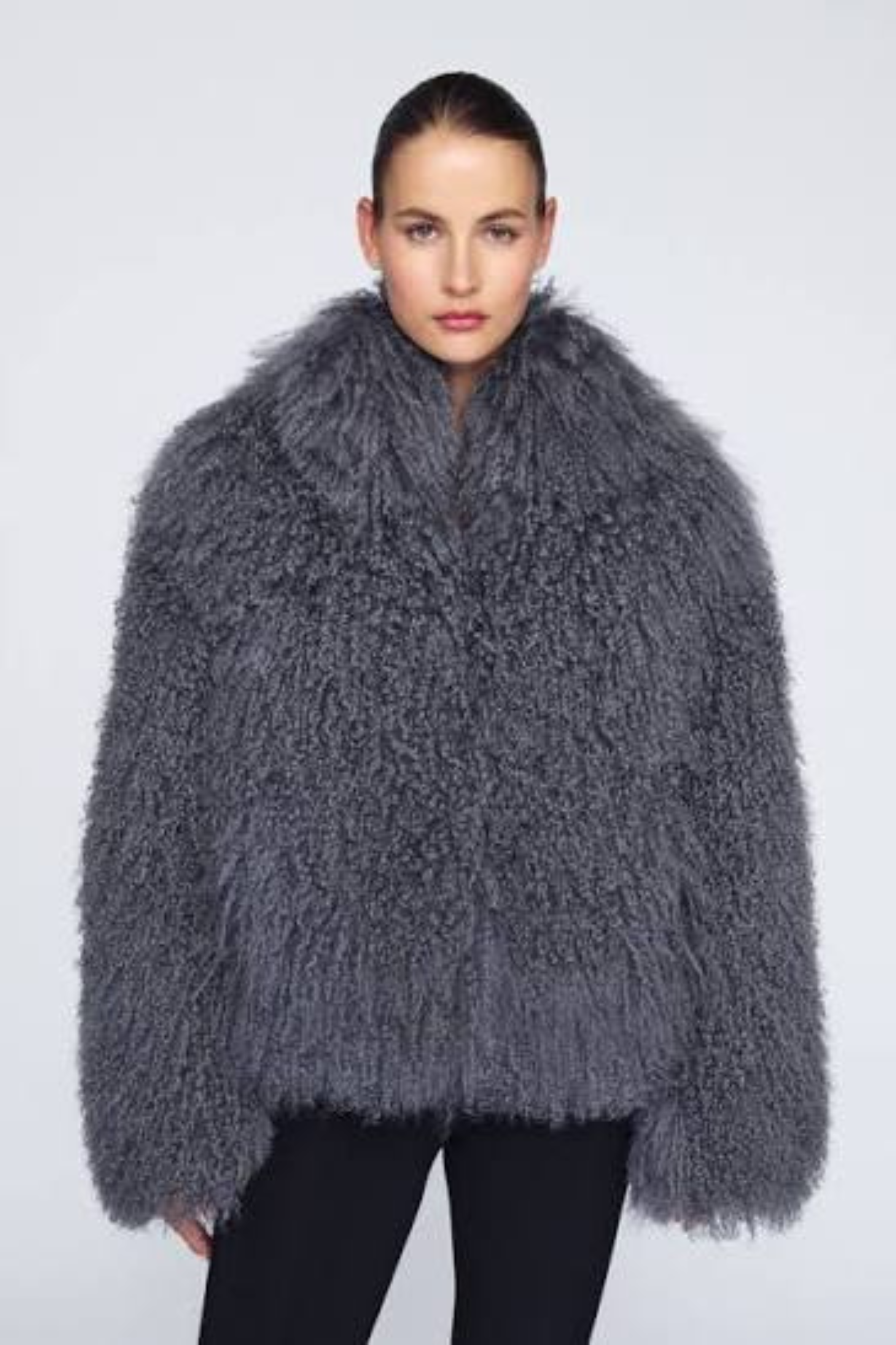 Rochelle Shearling Jacket Charcoal Grey