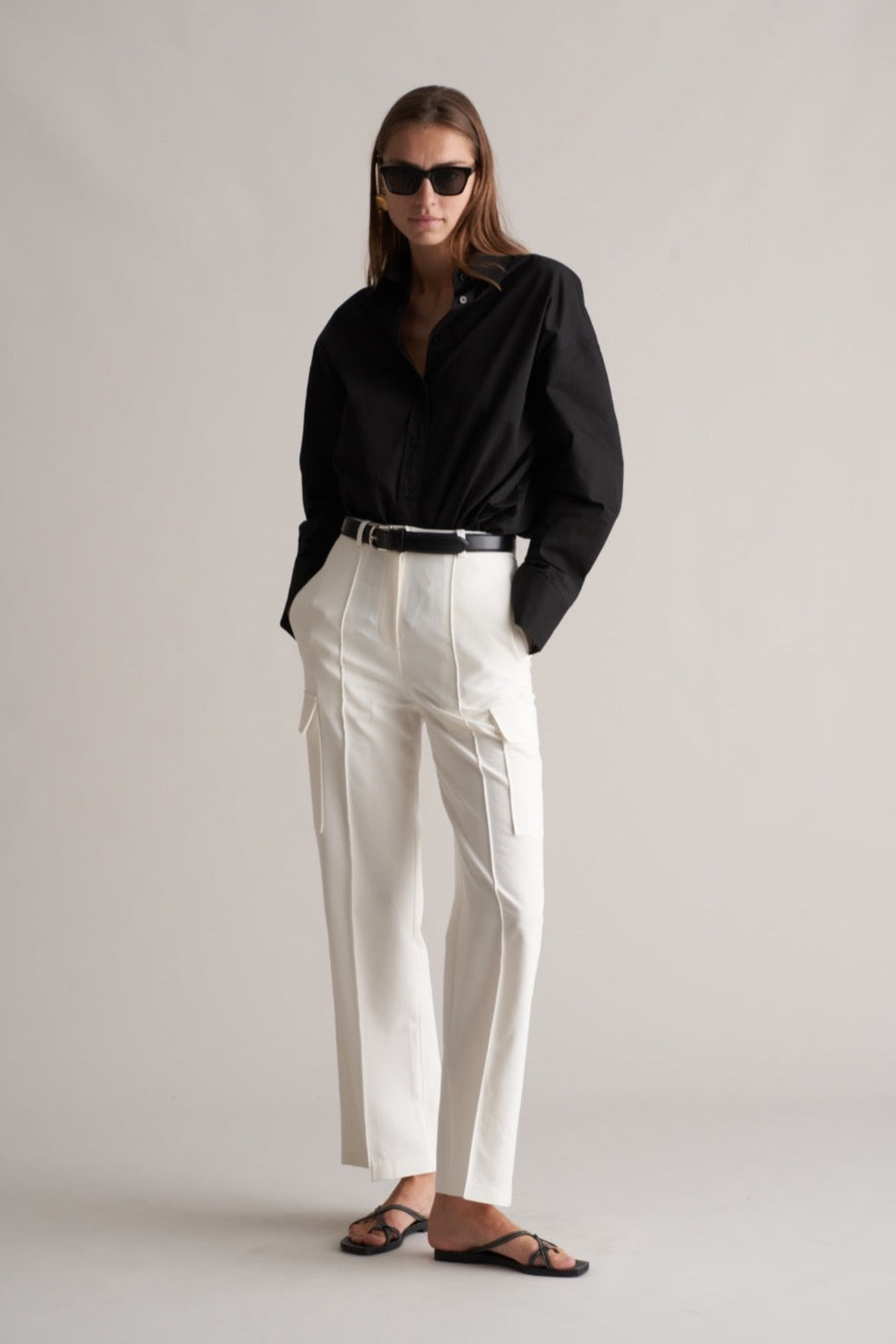 Fina Cargo Trousers Optic White - Bessette