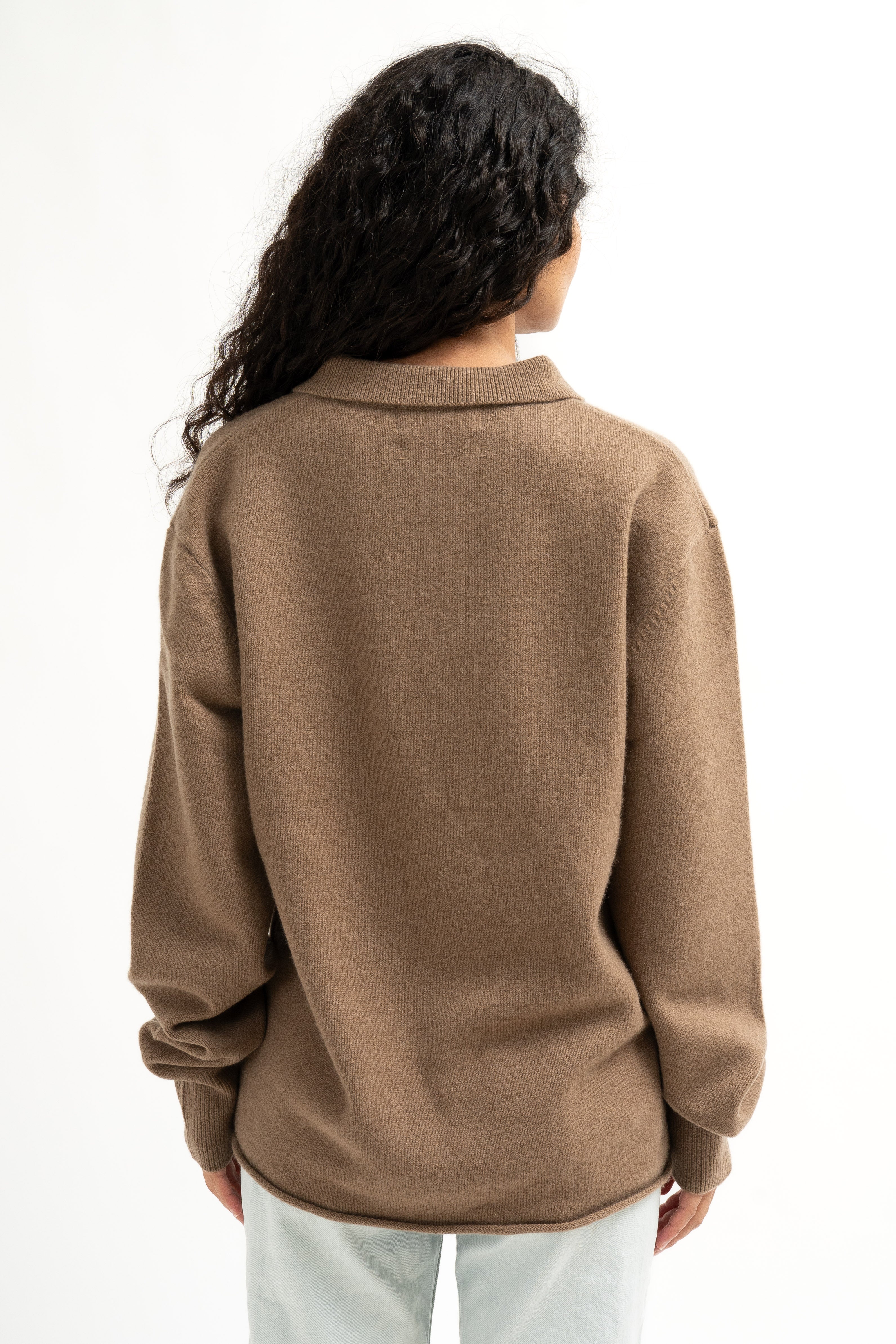 Extreme Cashmere N°357 Marylebone cashmere-blend polo sweater Beige