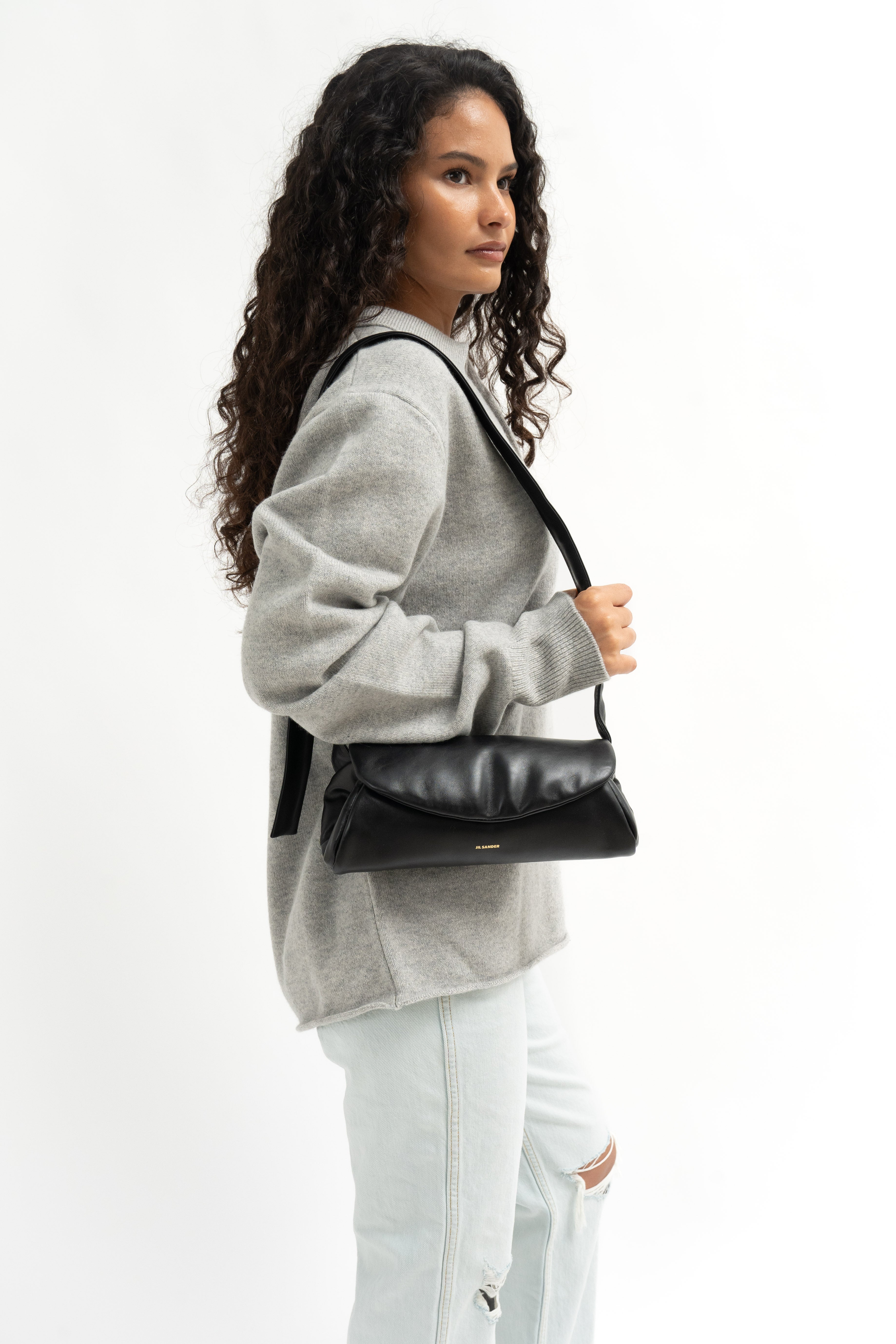Jil Sander Small Cannolo Padded Leather Shoulder Bag