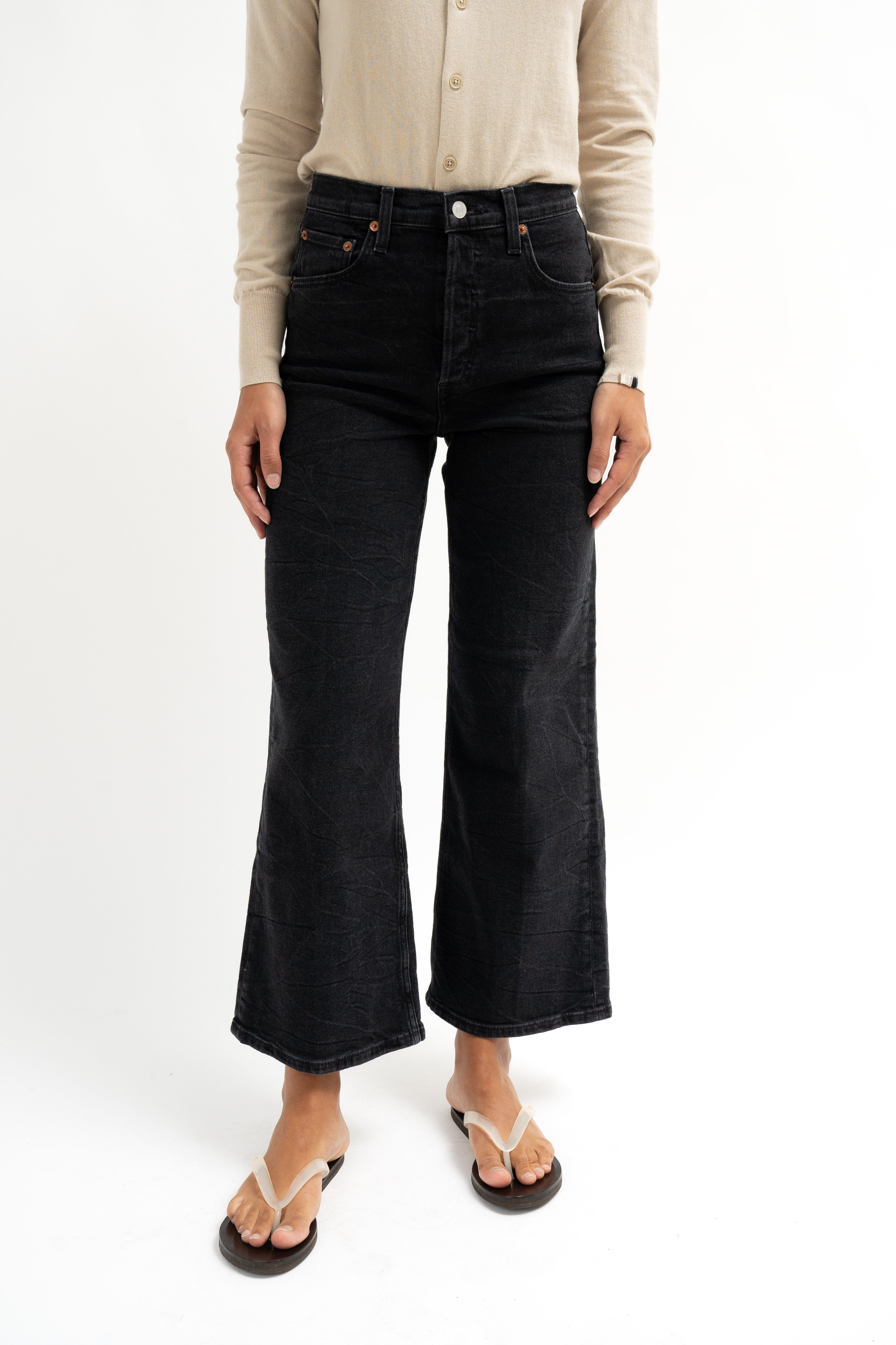 Re/Done High Rise Wide Leg Crop