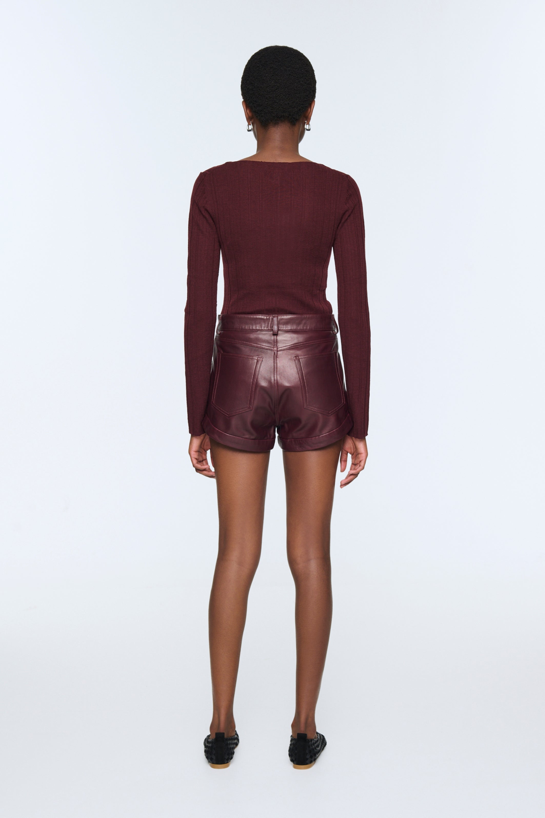 Elena Leather Shorts Burgundy