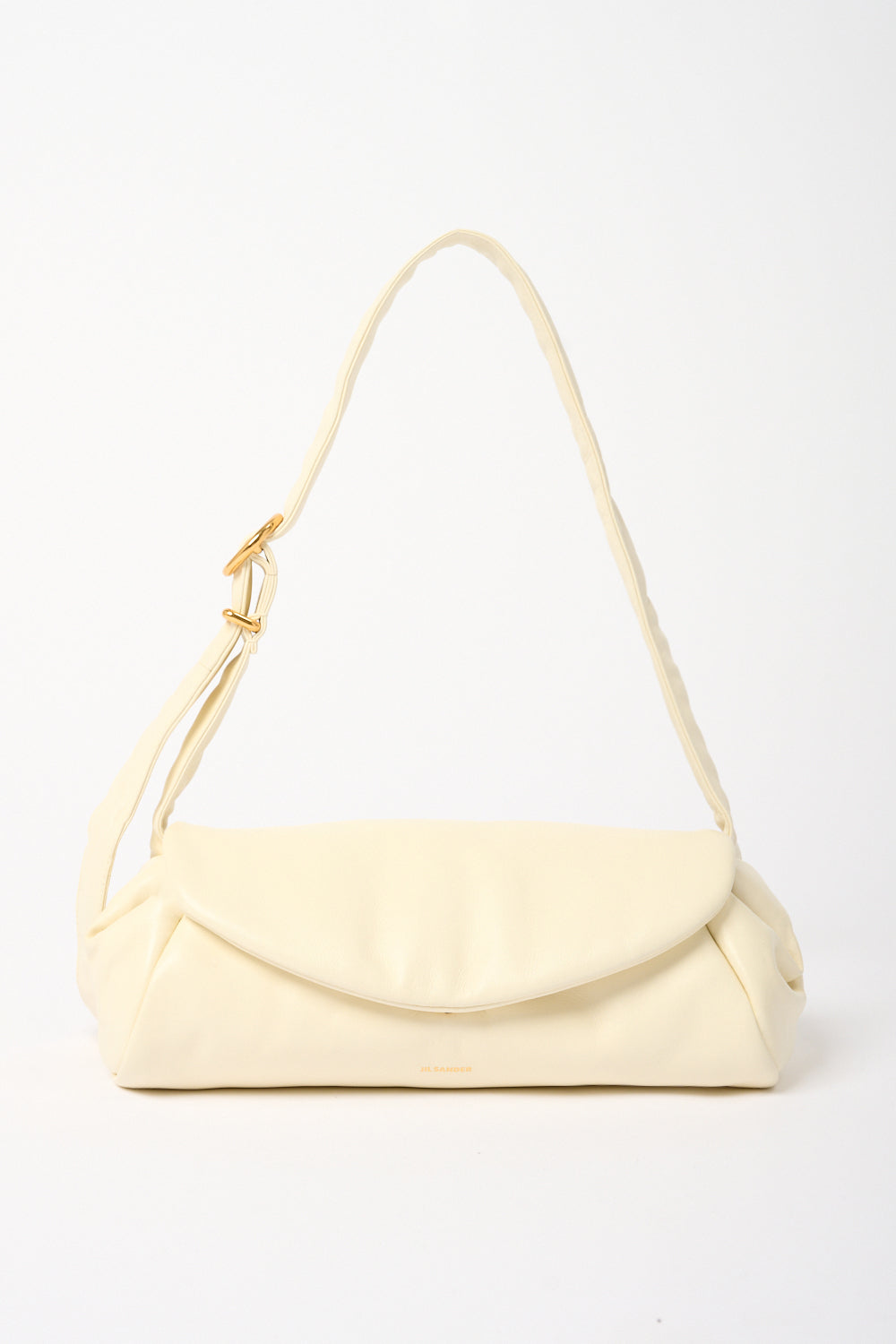 Eggshell Small Cannolo Padded Leather Shoulder Bag-Jil Sander-Bessette
