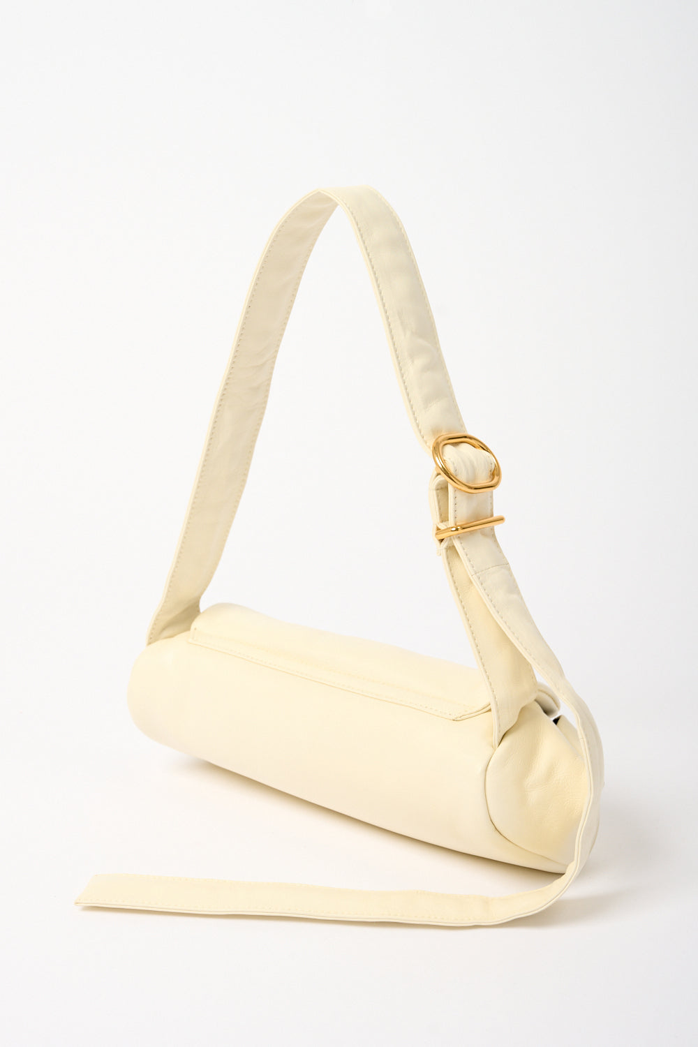 Eggshell Small Cannolo Padded Leather Shoulder Bag-Jil Sander-Bessette