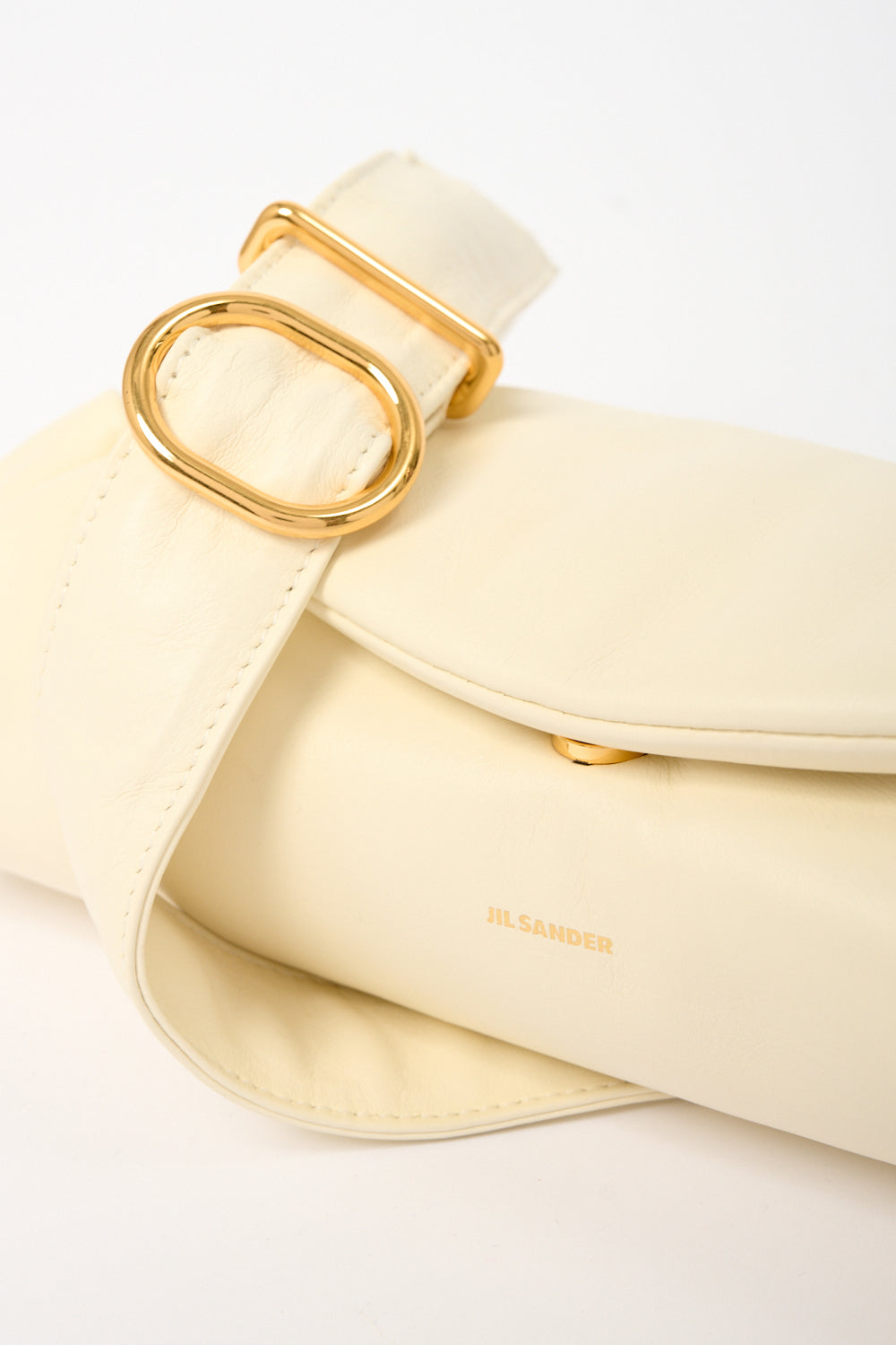 Eggshell Small Cannolo Padded Leather Shoulder Bag-Jil Sander-Bessette