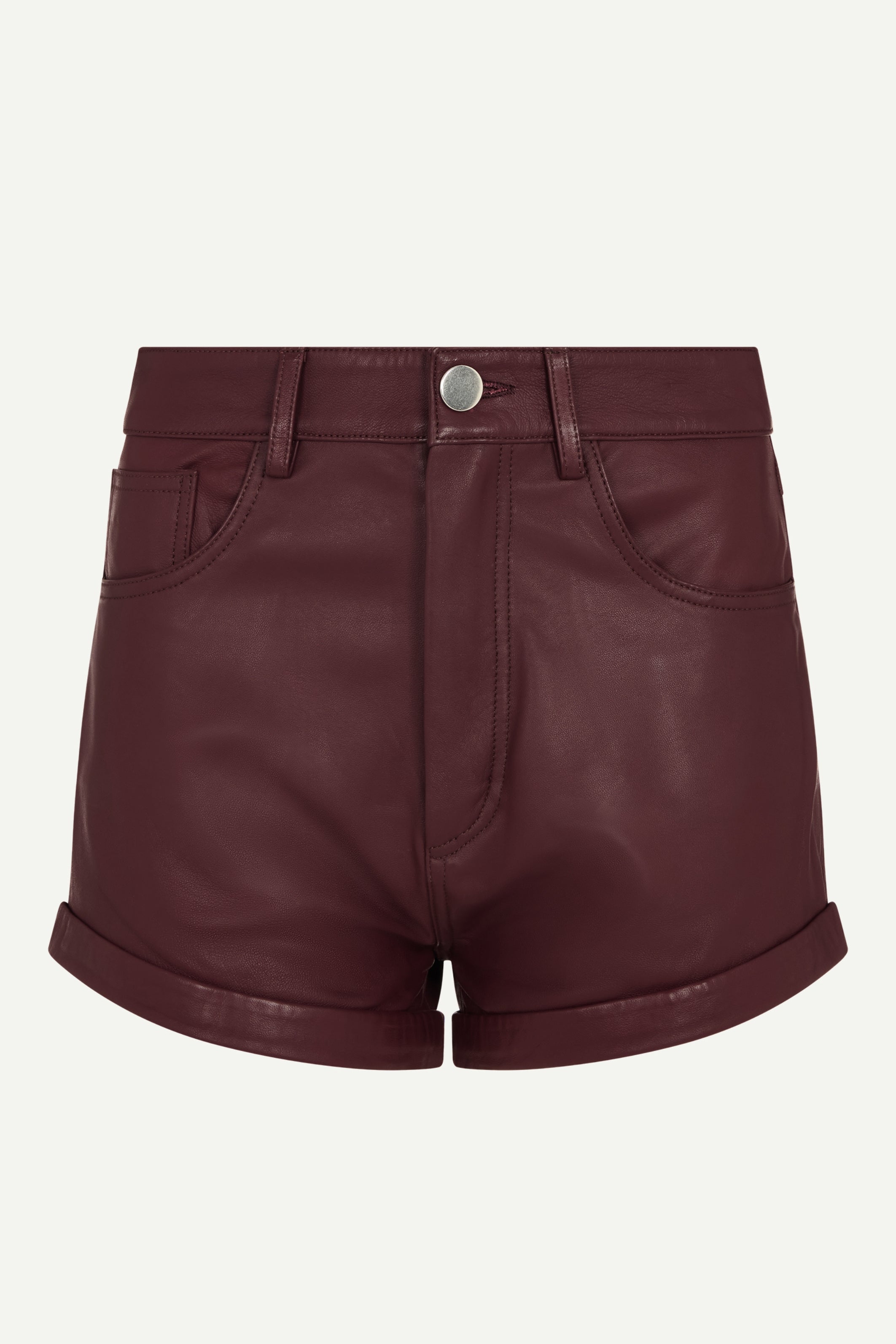 Elena Leather Shorts Burgundy