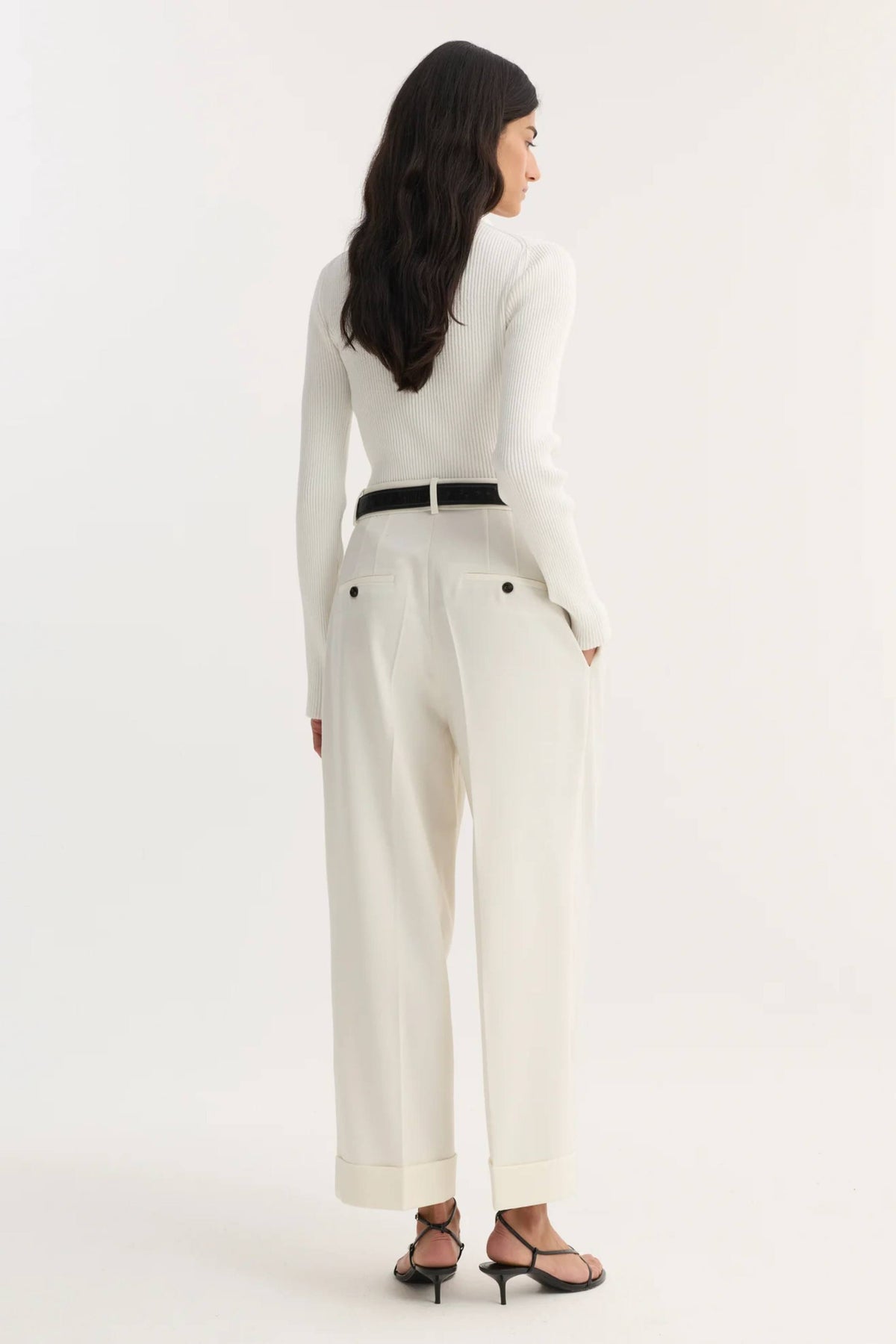 High-waist turn-up trousers