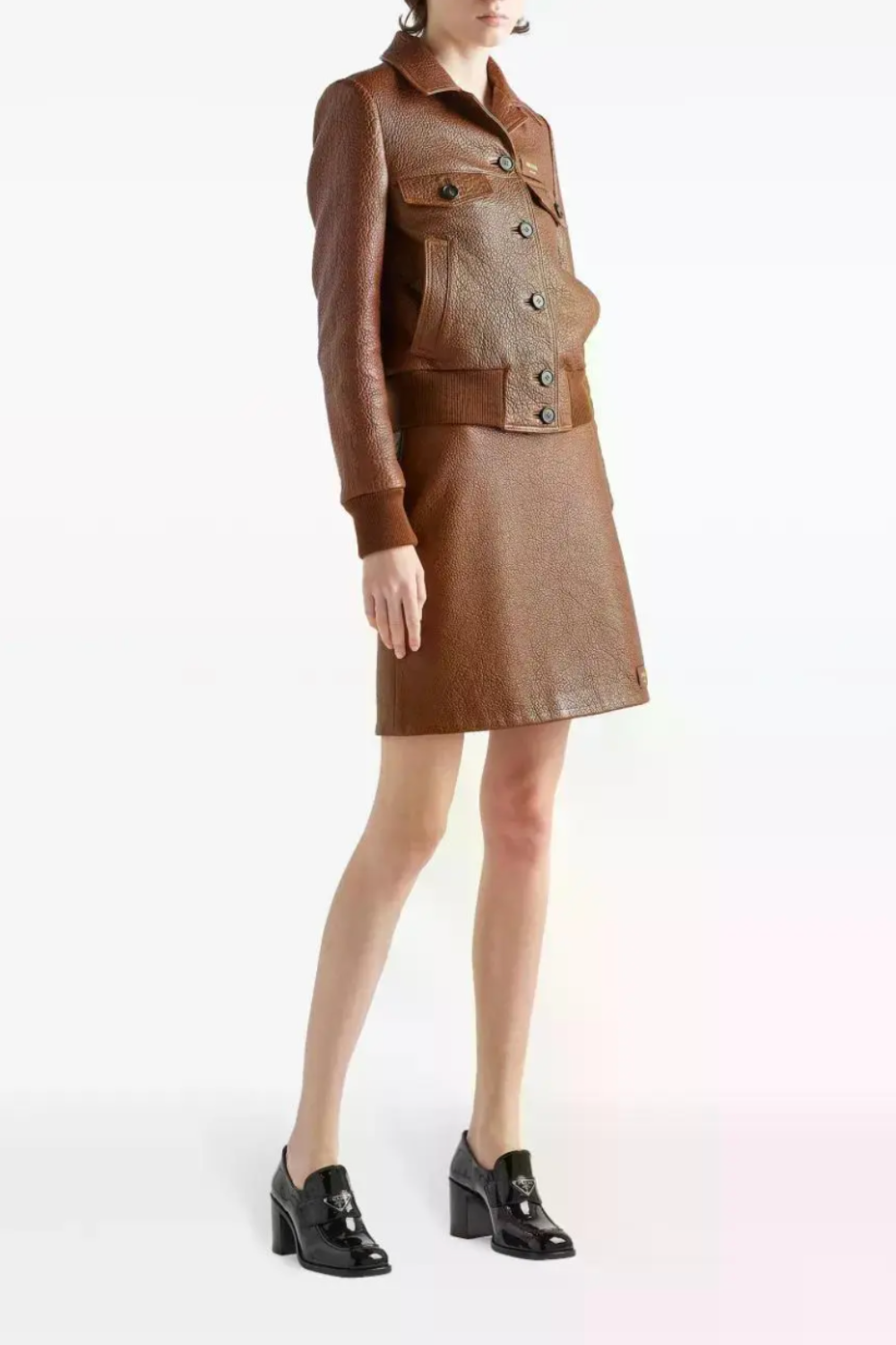 Crocodile-embossed Leather Jacket