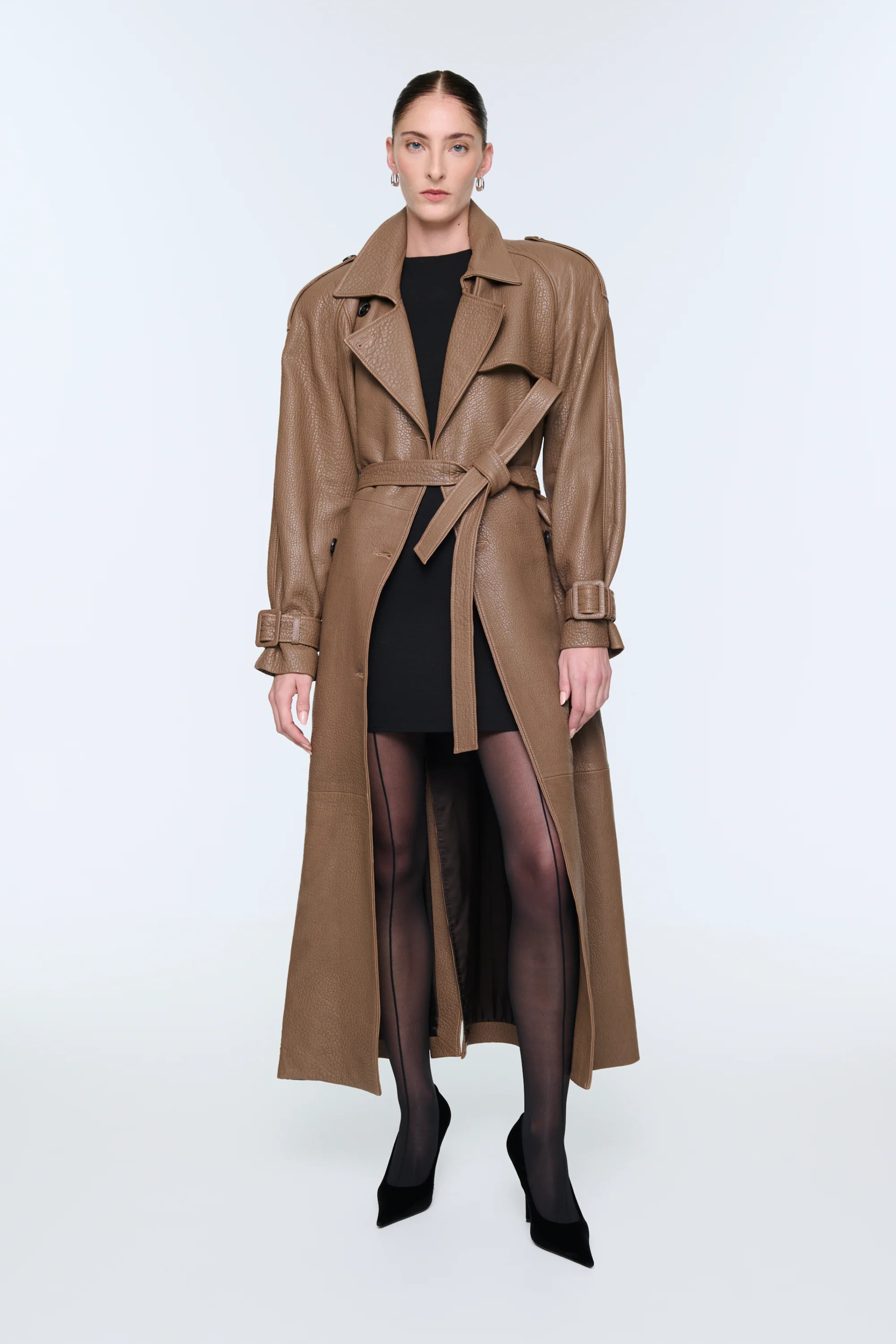 Everly Leather Trench Nutmeg