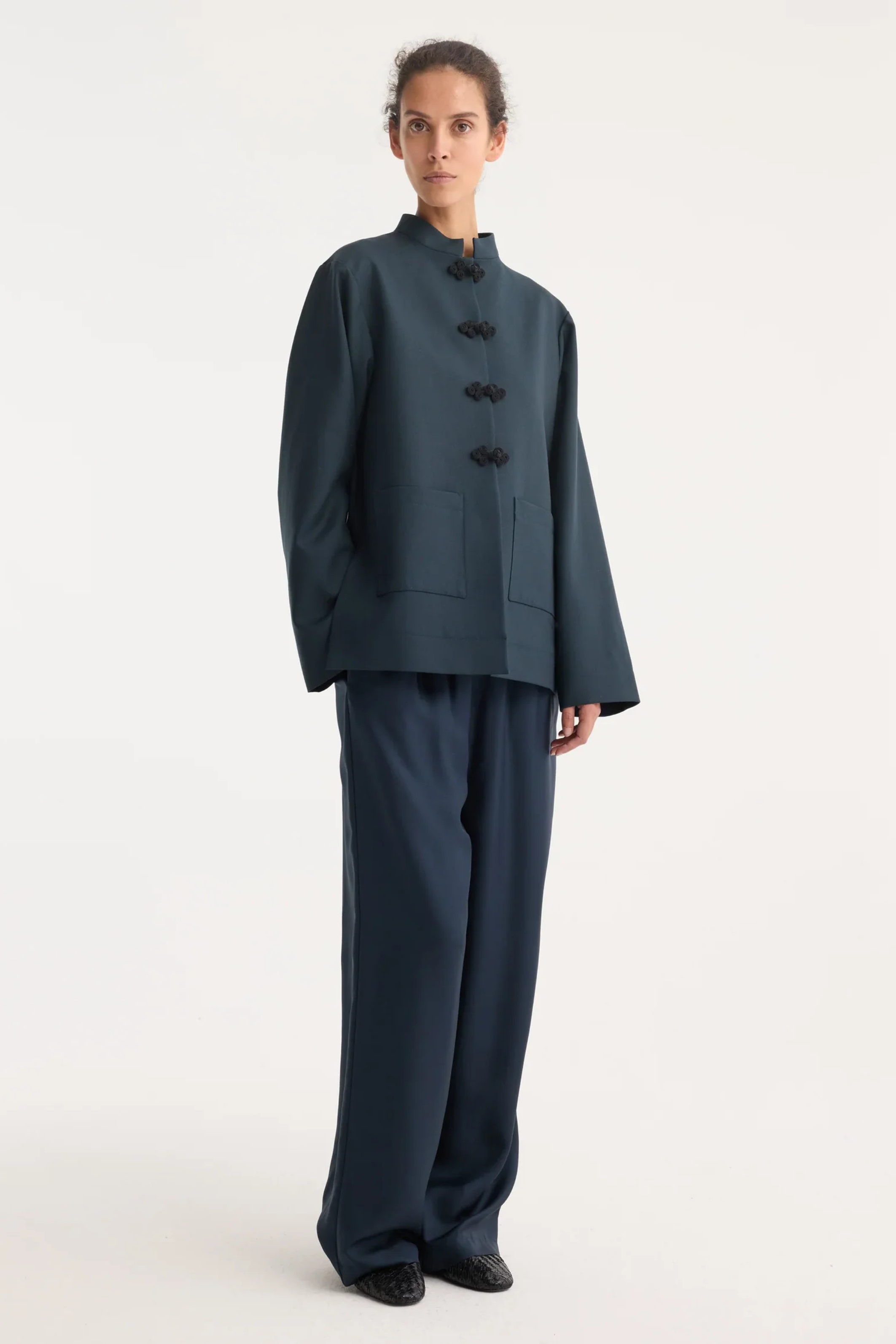 Wide Leg Silk Trousers Storm - Bessette