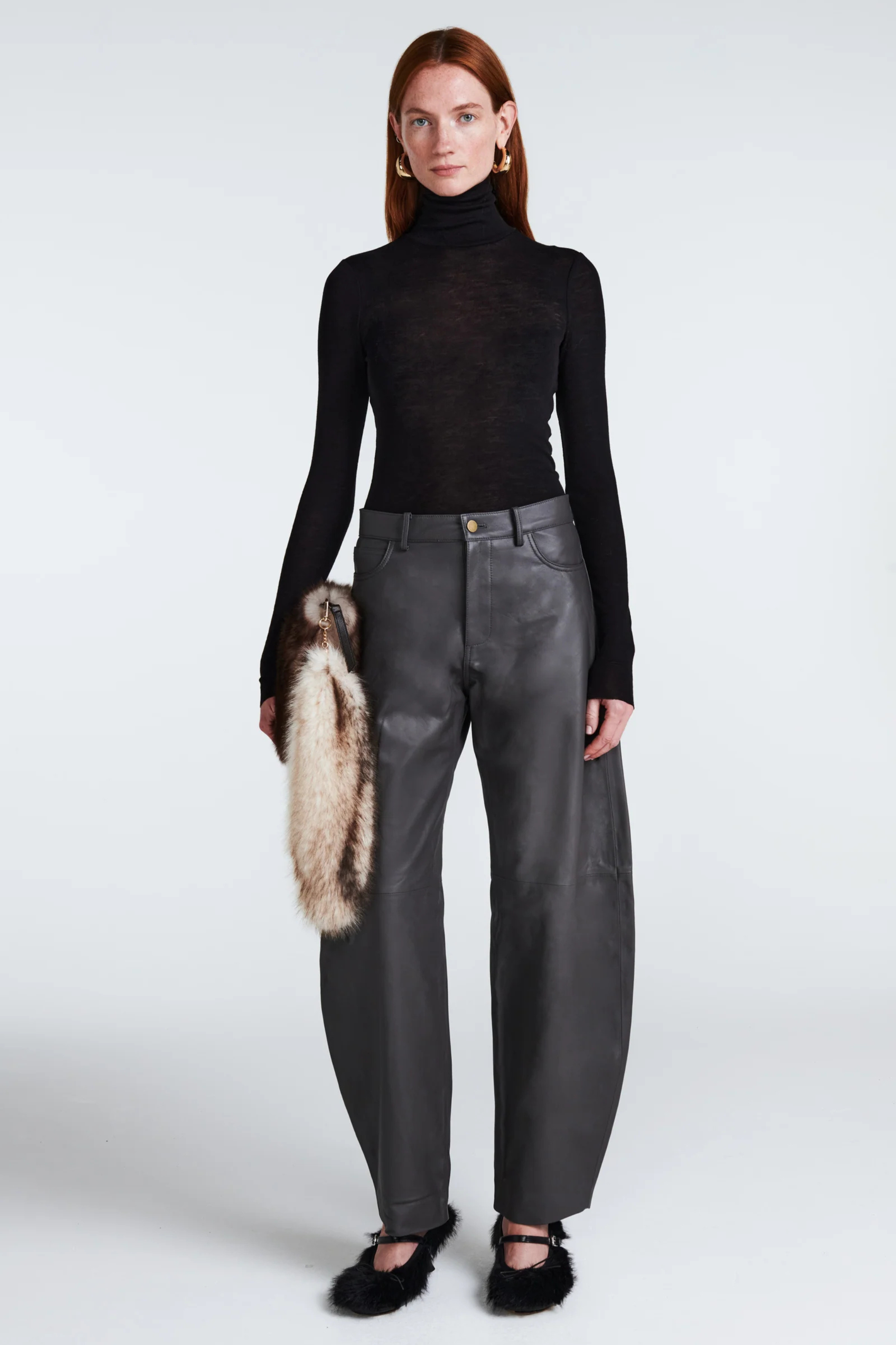 Billie Leather Trousers Stone