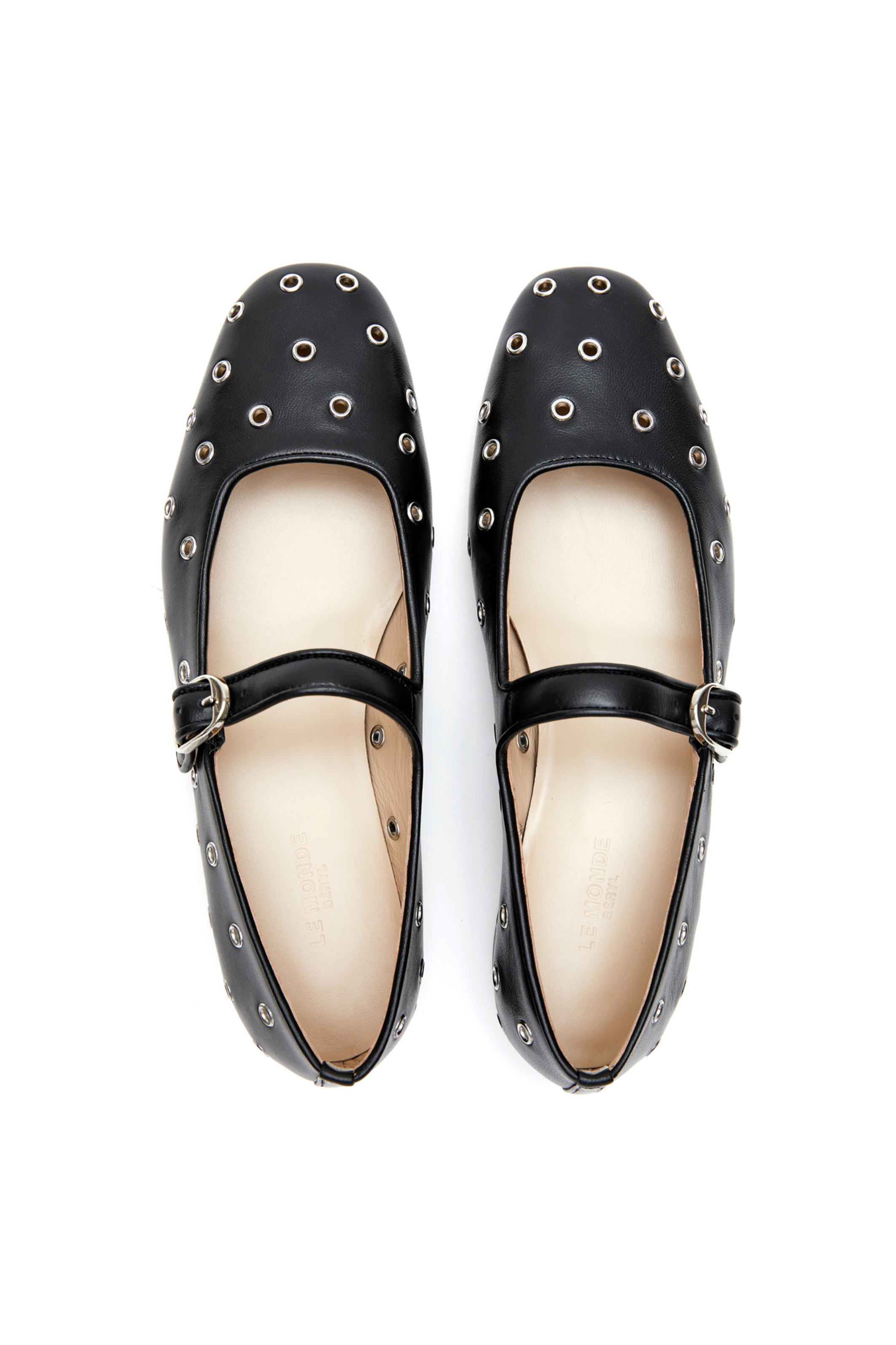 Le Monde Béryl Classic Eyelet Studded Leather Mary Jane