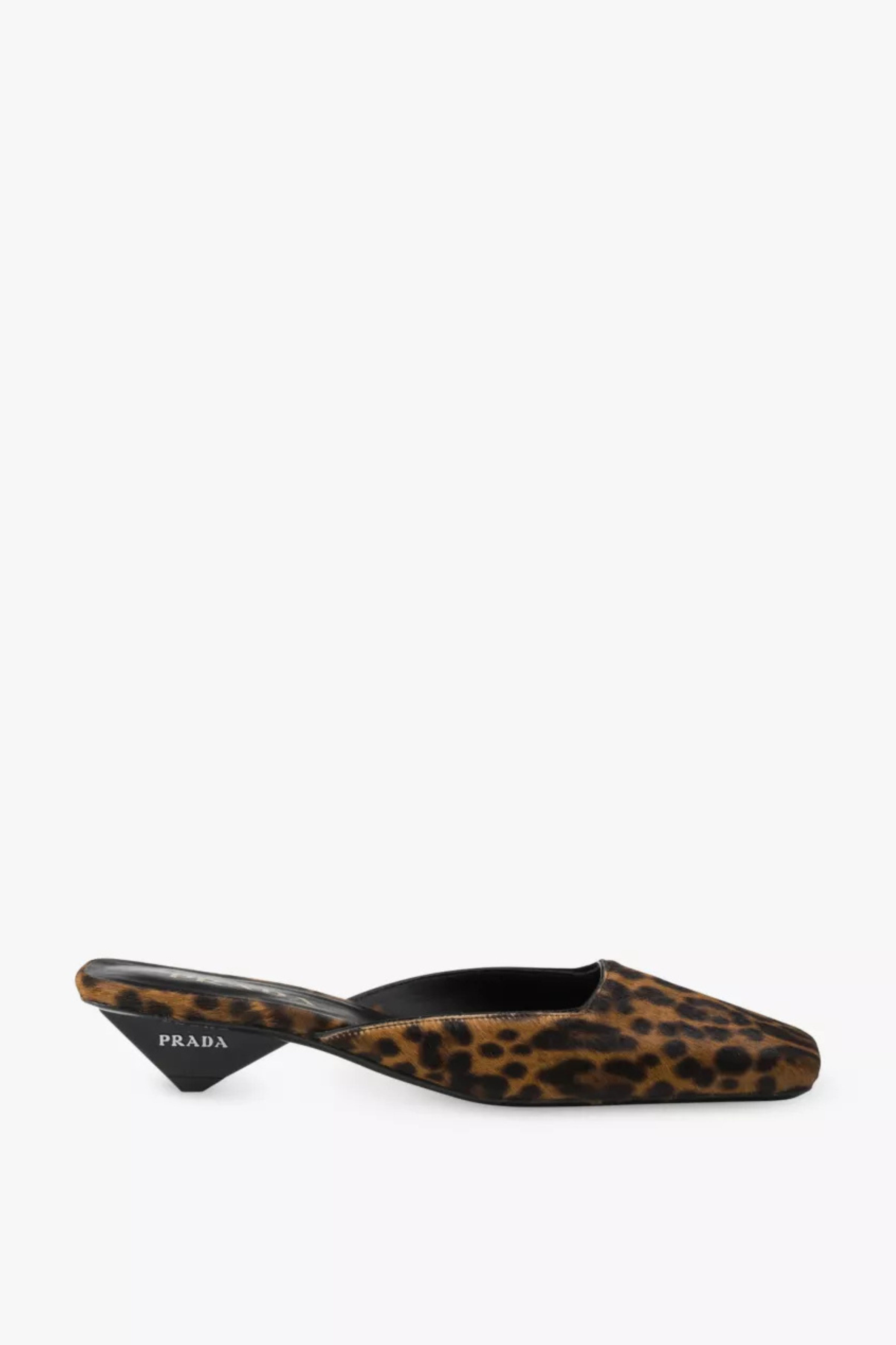 Mules a punta quadrata con stampa leopardata