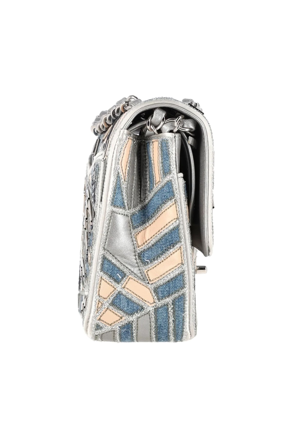 Chanel Medium Classic Patchwork Double Flap Shoulder Bag in Multicolor Denim