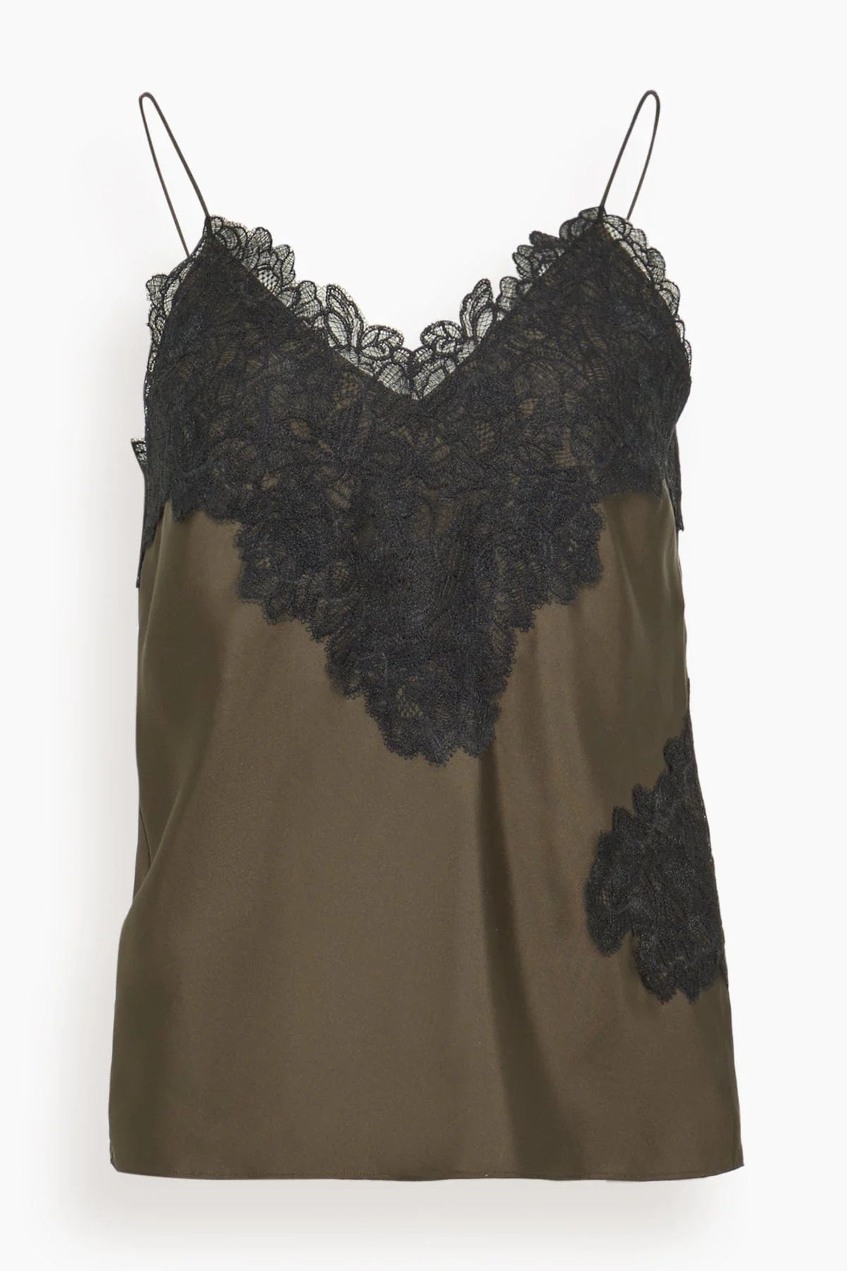Lace silk camisole earth