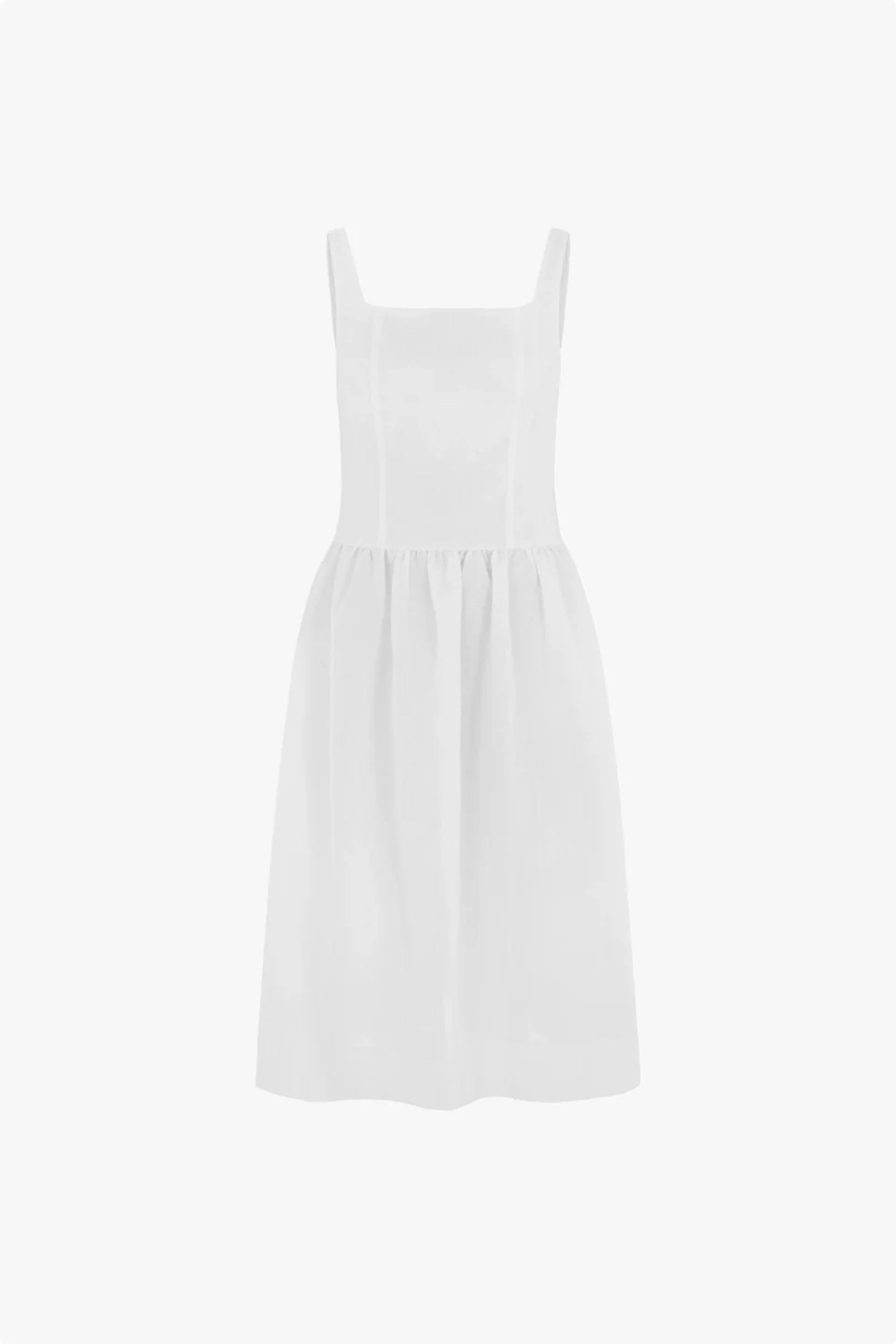 Rosia White Drop Waist Linen Dress