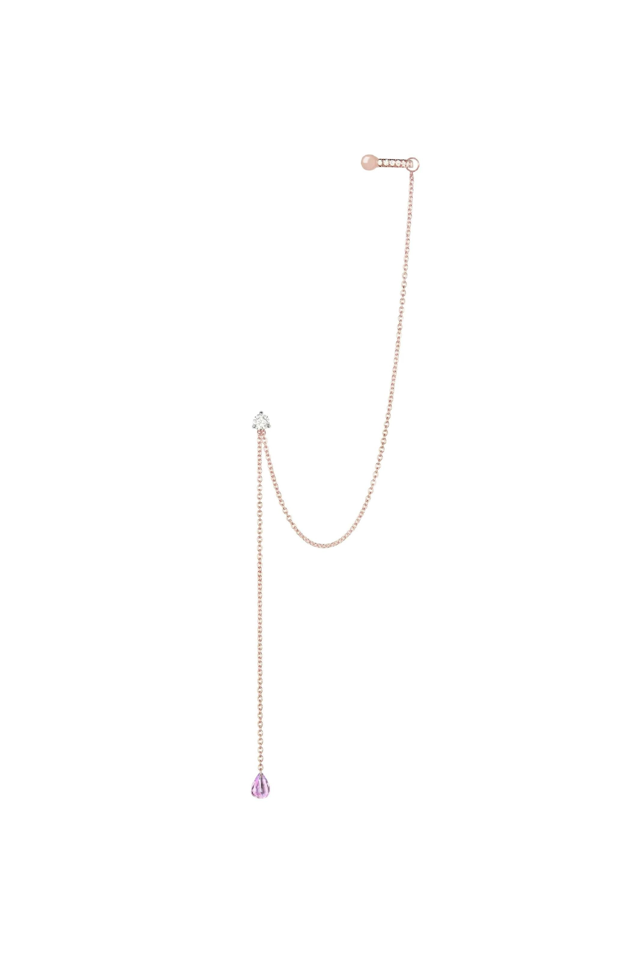 Серьги-цепочки с драпировкой из розовых сапфиров