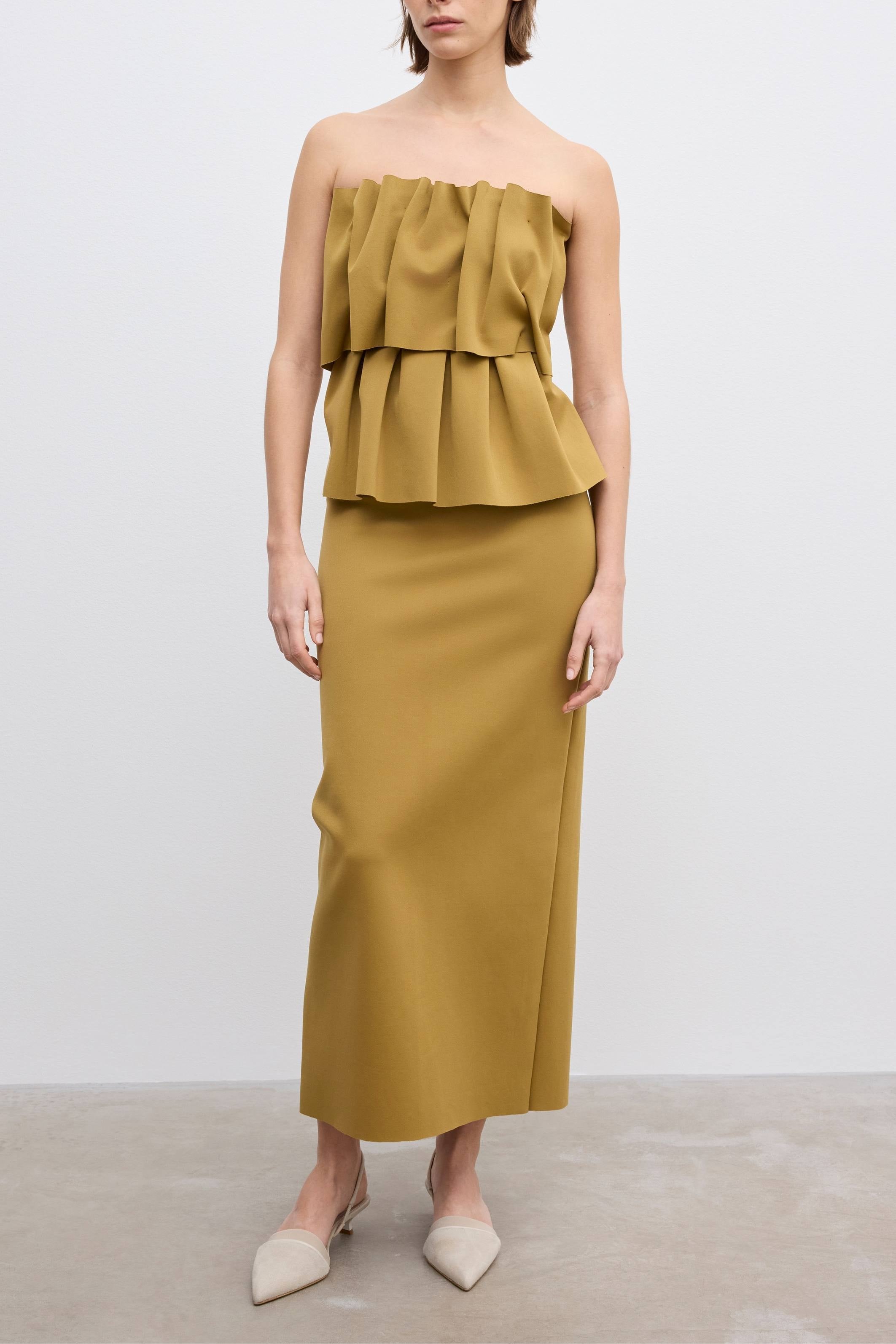 Sculpted Tube top in Gold - Bessette