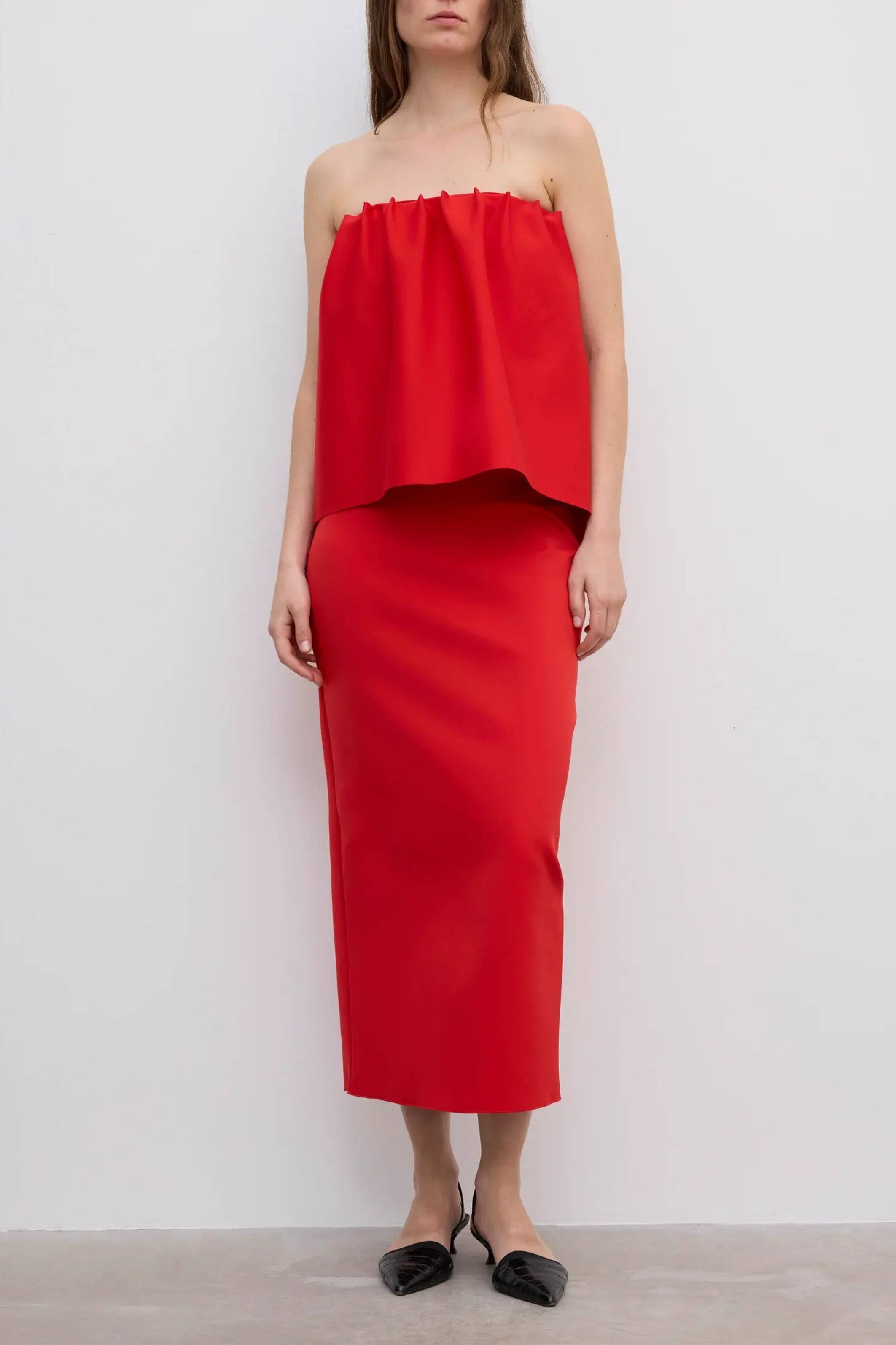 Rouched Tube dress in red - Bessette