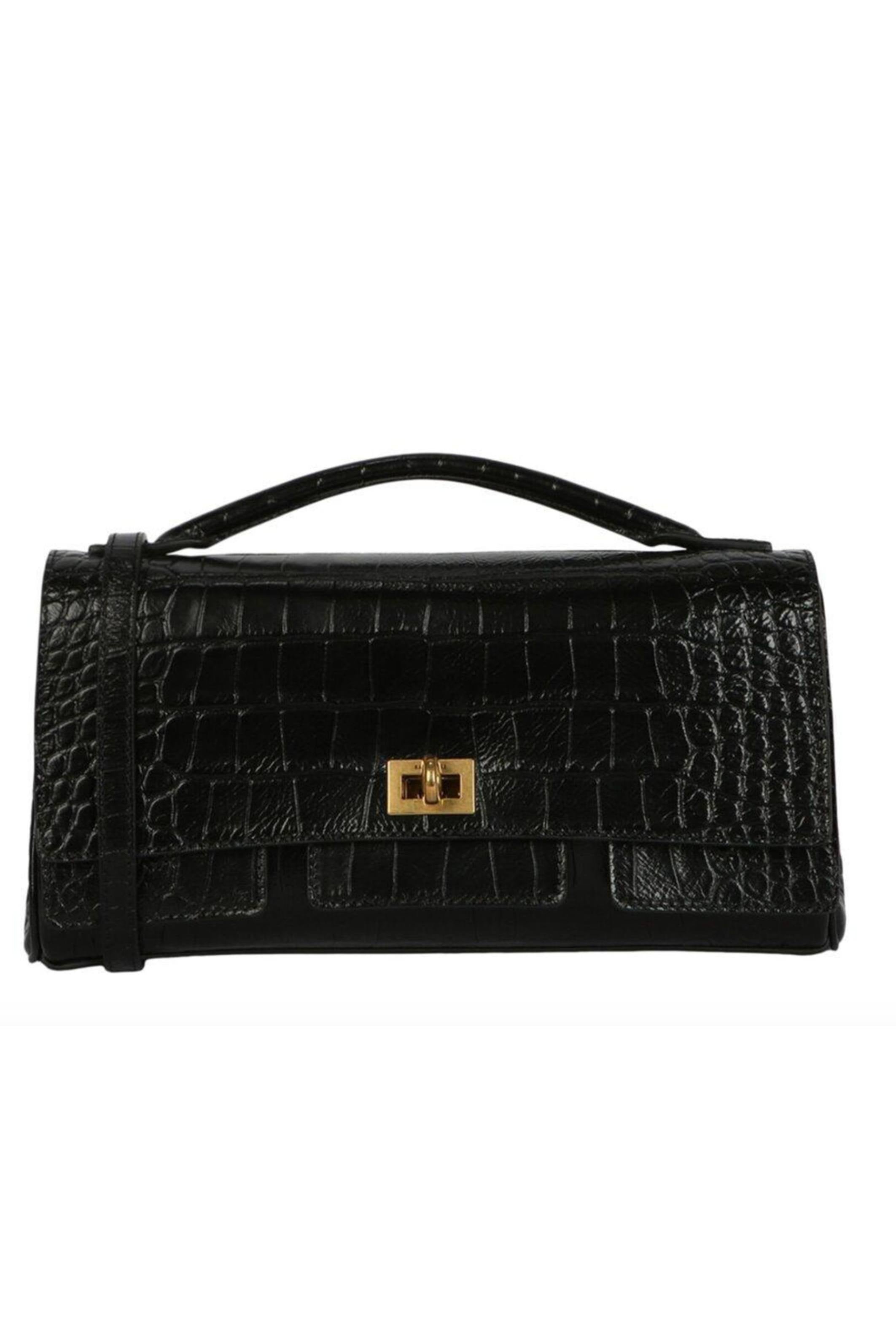 Bel Air Small Croc-Embossed Leather
