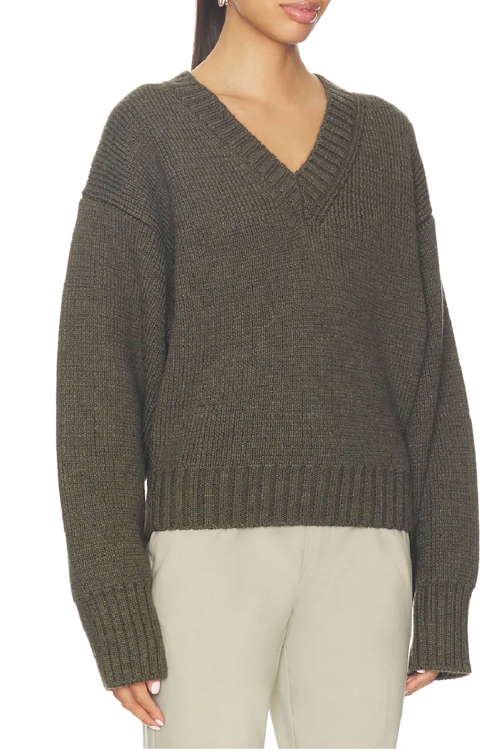 Sculptural Compact V-Neck Green
