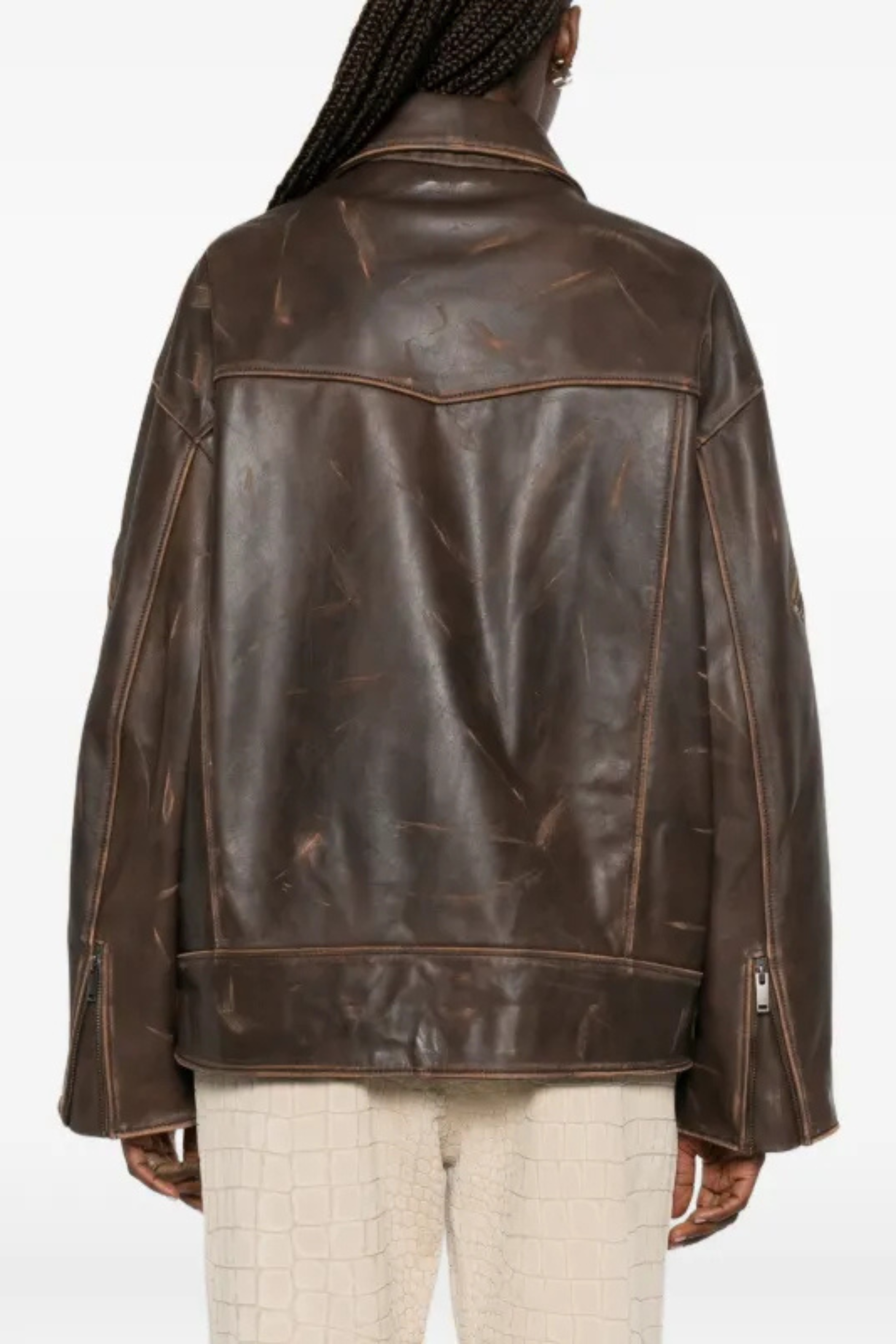 Samantha Leather Jacket Distressed Brown