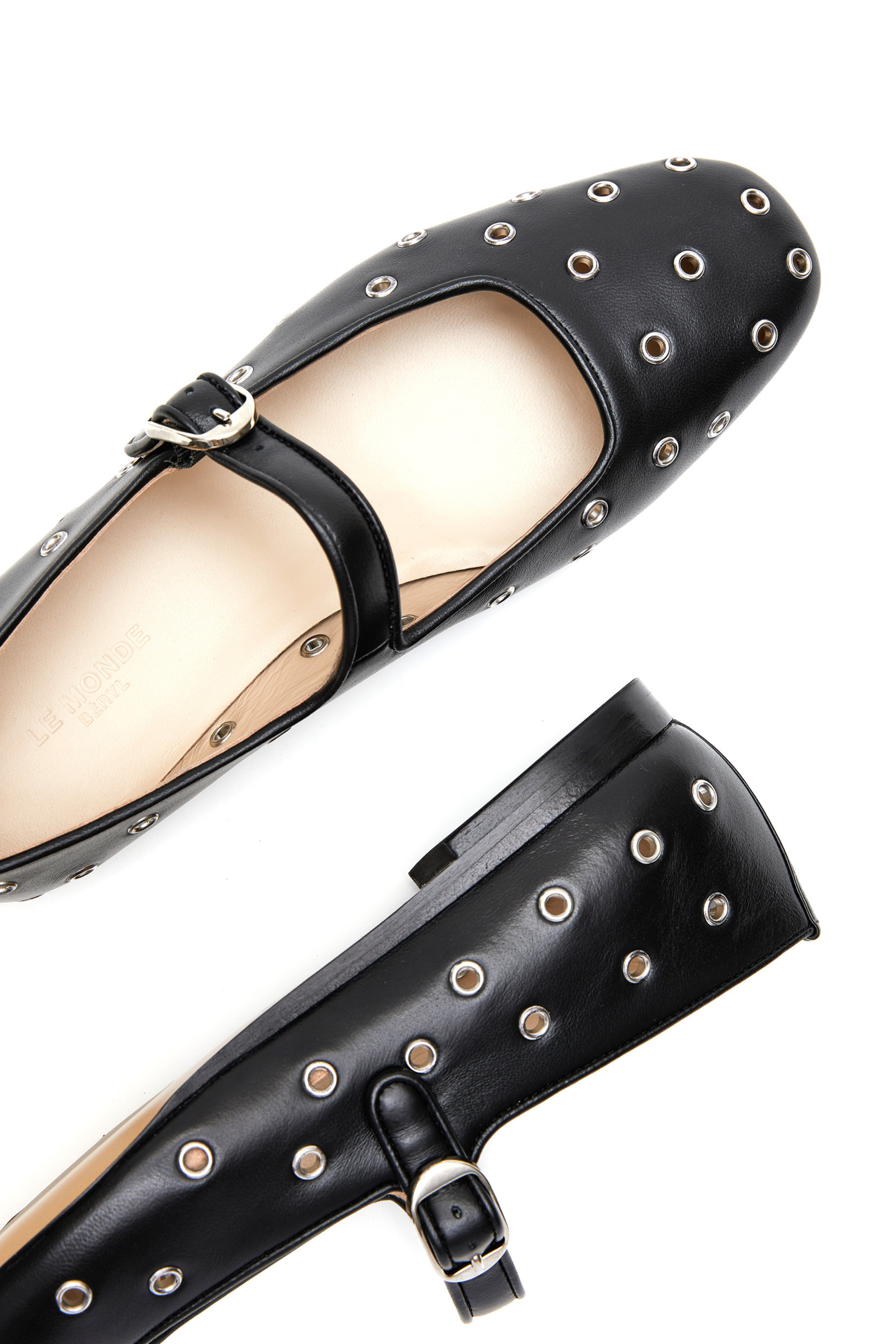 Le Monde Béryl Classic Eyelet Studded Leather Mary Jane