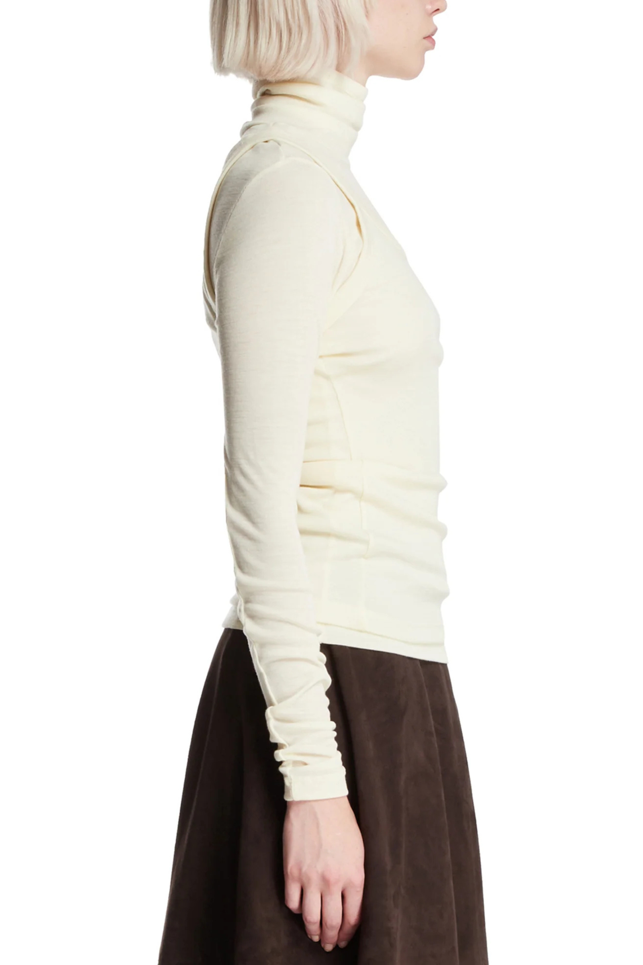 Double-Layer Off-white Wool Top - Bessette