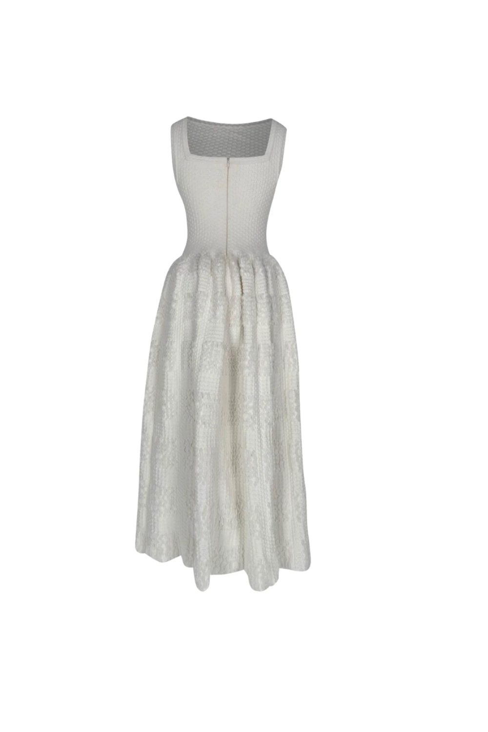 Alaïa Textured Sleeveless Midi Dress in White Viscose