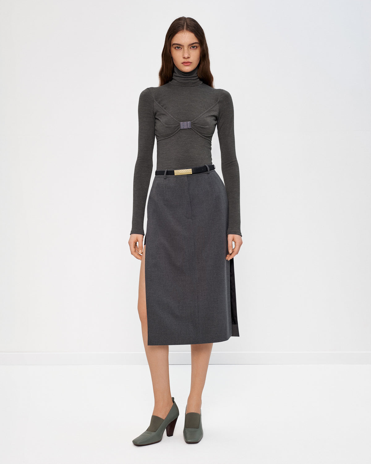 SKIRT WITH SLITS (grey) - Bessette