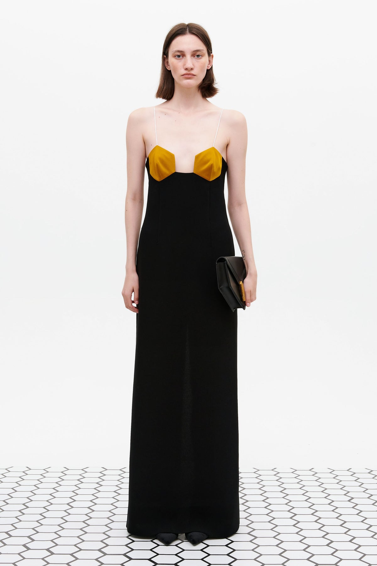 HONEYCOMB BICOLOR DRESS (gold and black) - Bessette