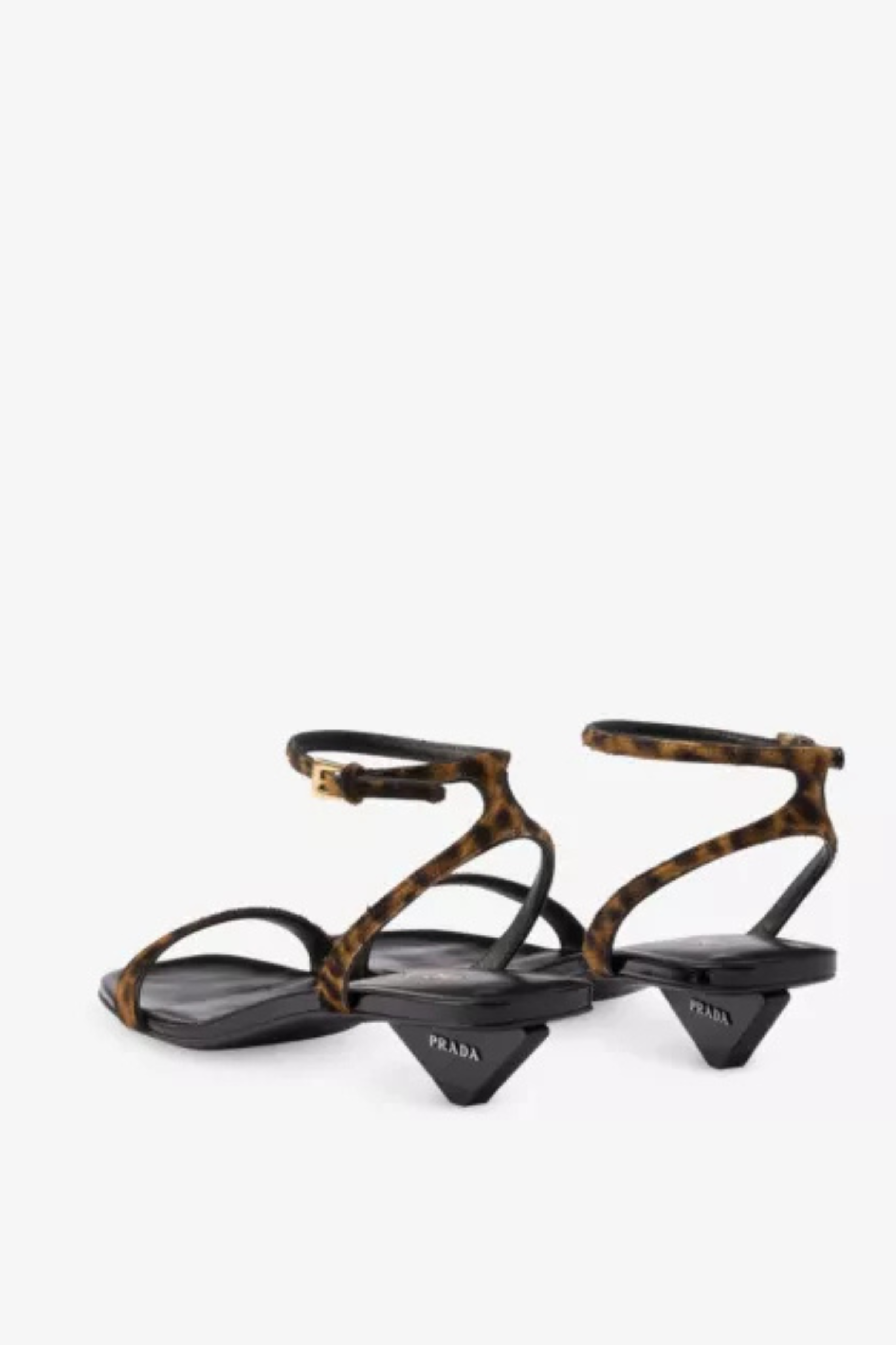 Printed Varnished-Heel Leather Sandals
