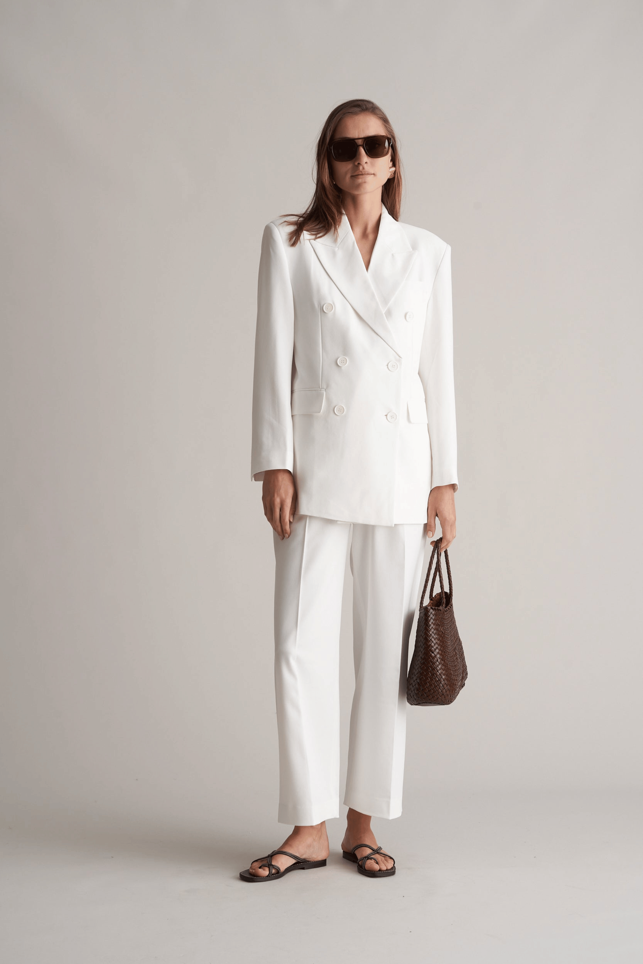 Zoira Double Breasted Blazer Optic White - Bessette