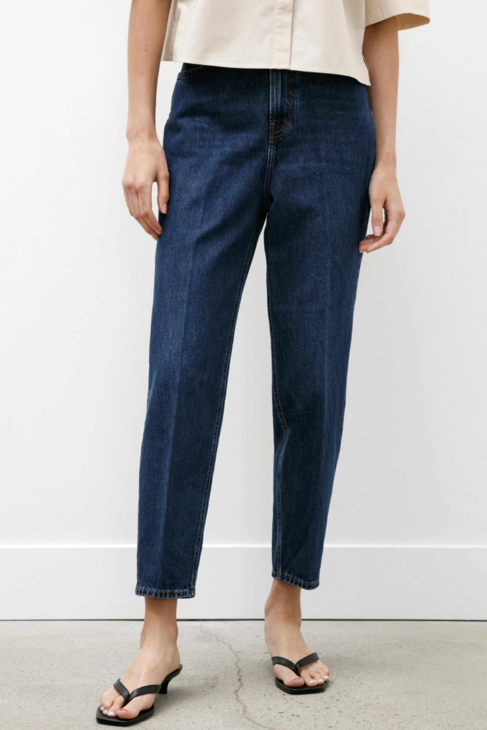 Tapered Leg Denim Dark Blue