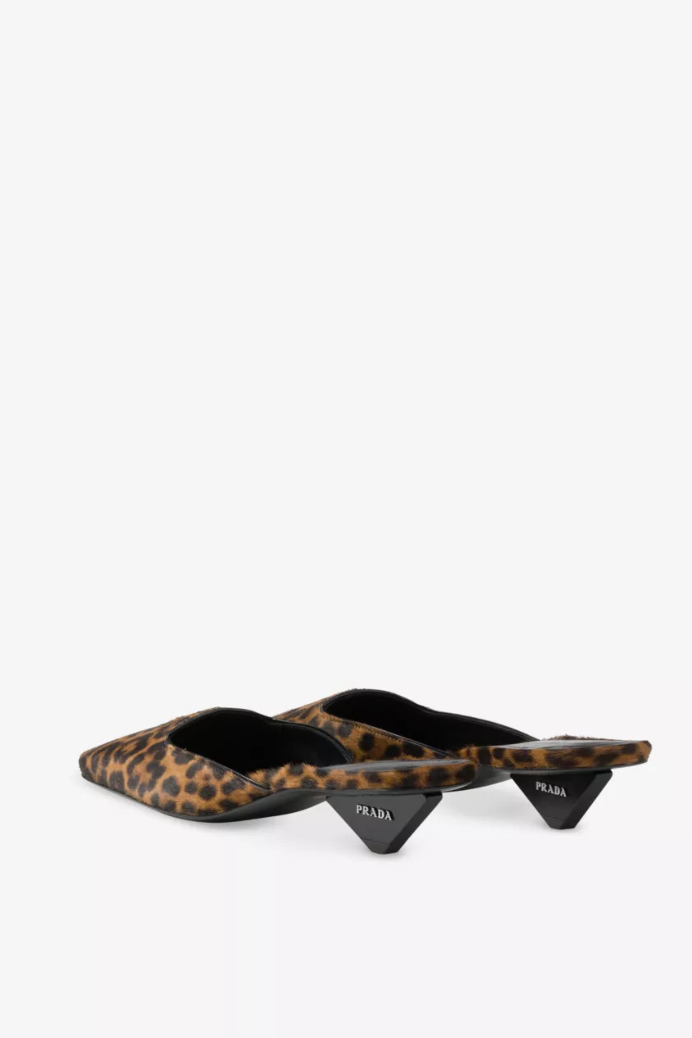 Mules a punta quadrata con stampa leopardata