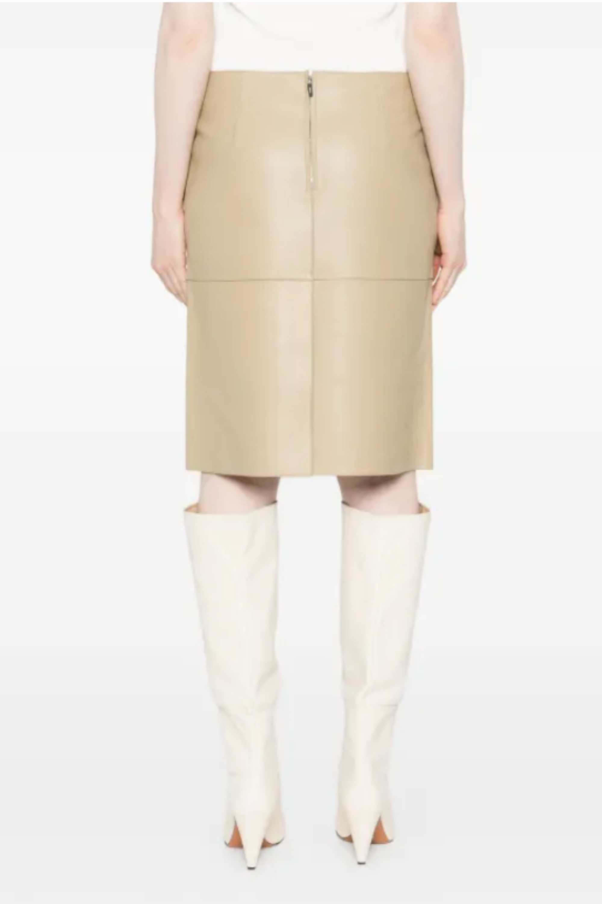 Paneled Leather Skirt Rye