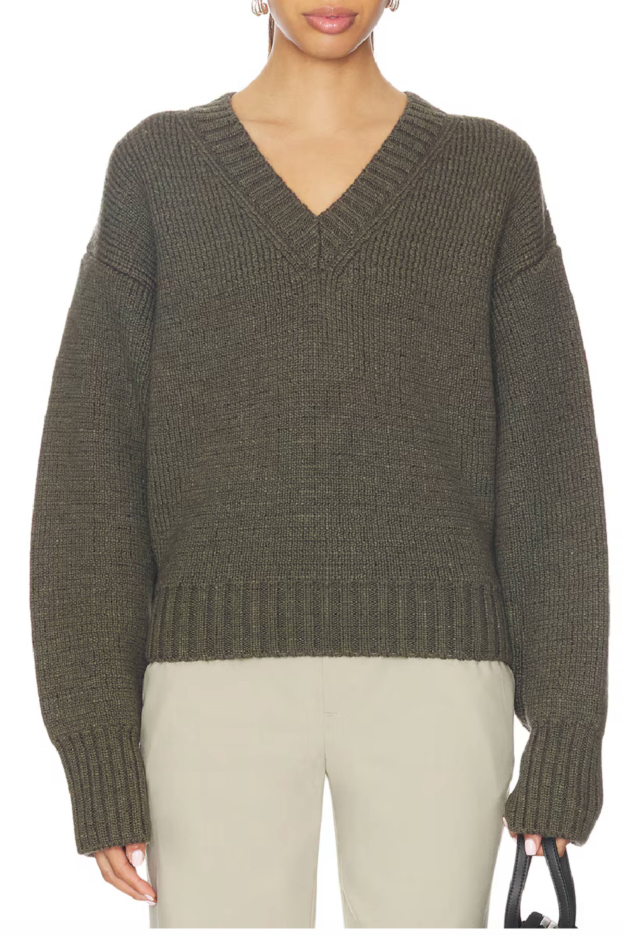 Sculptural Compact V-Neck Green