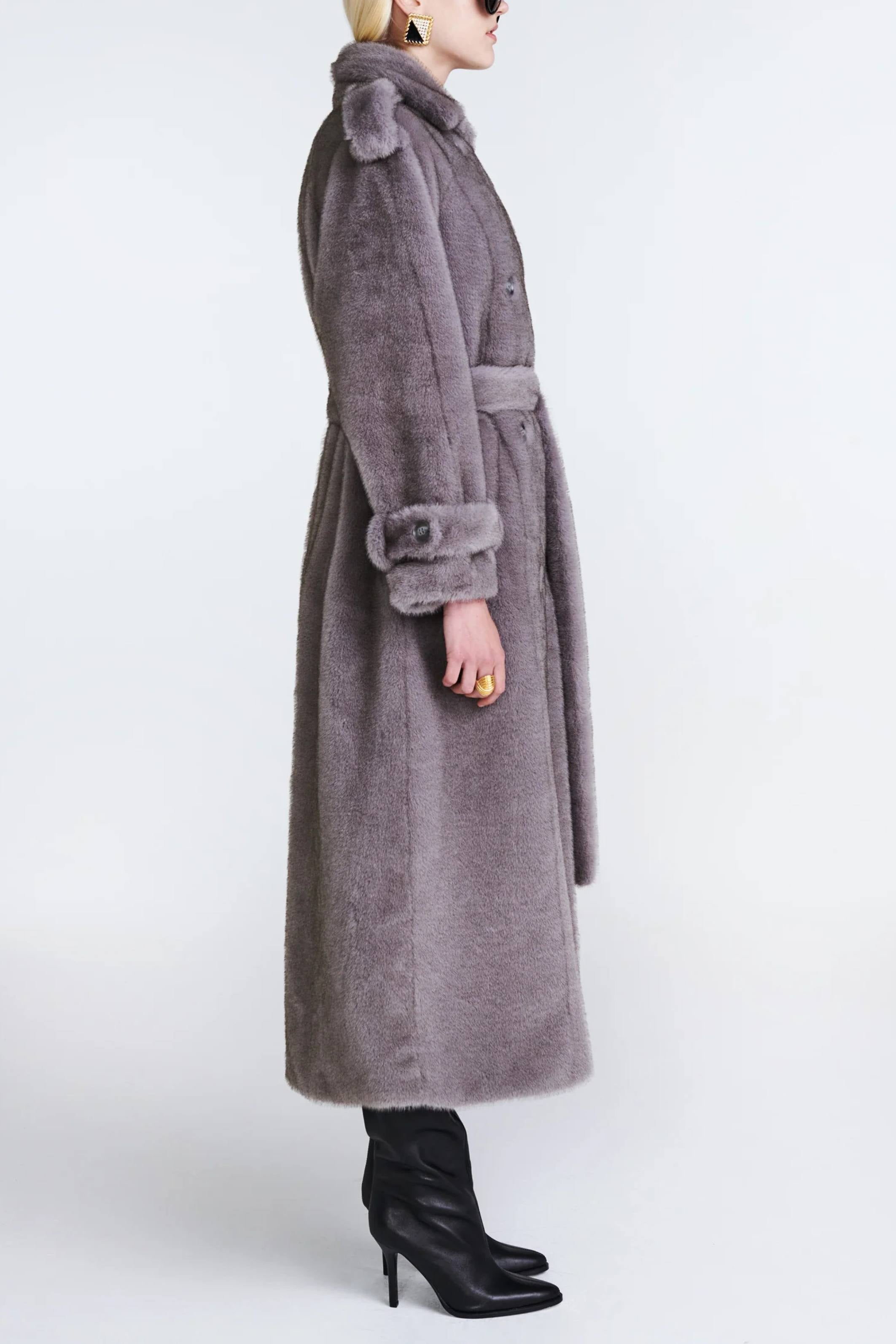 Thalia Fur Coat Slate grey