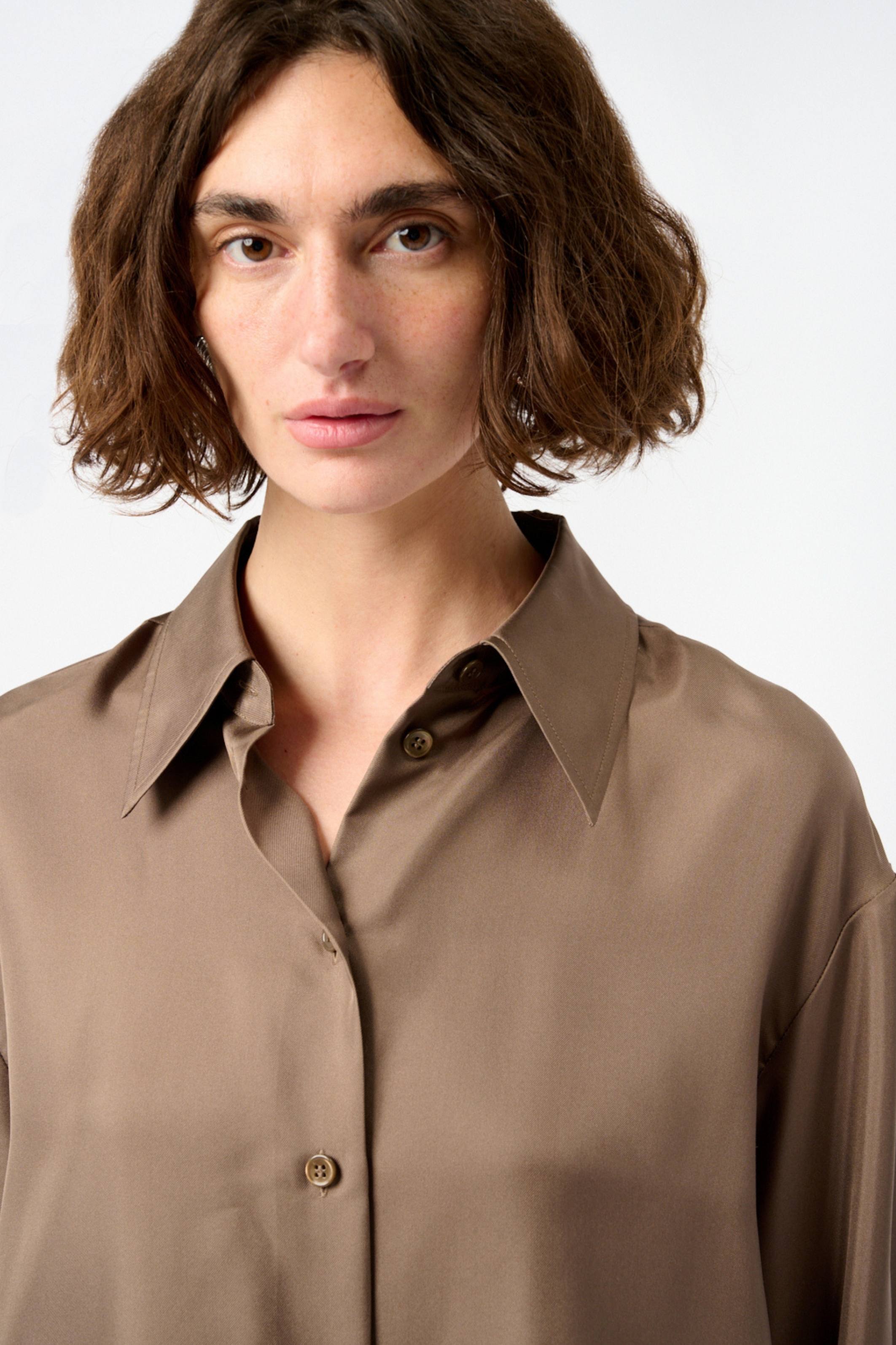 Signature Elongated Silk Shirt