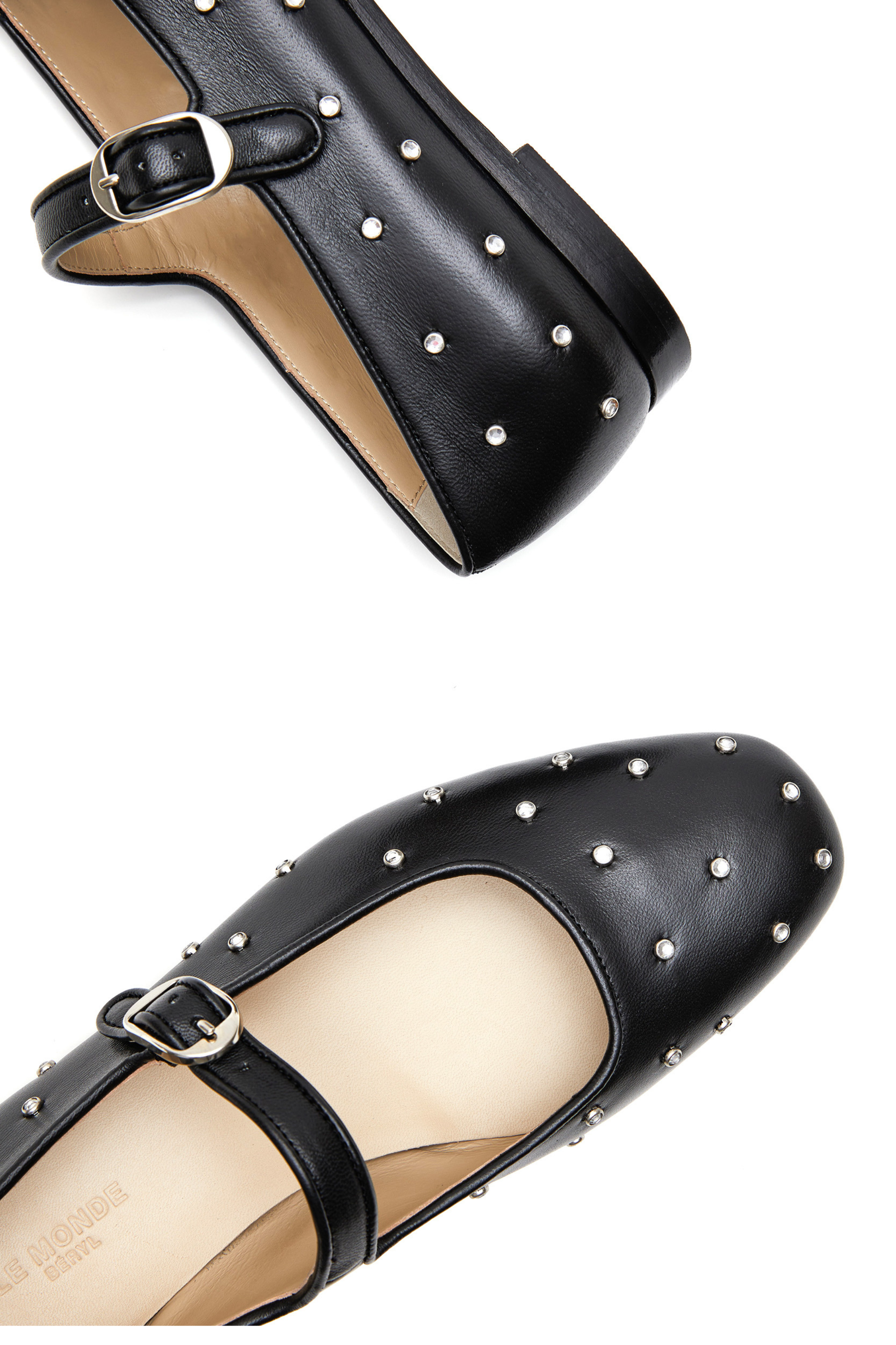 Le Monde Béryl Mary Jane With Crystals Black - Bessette