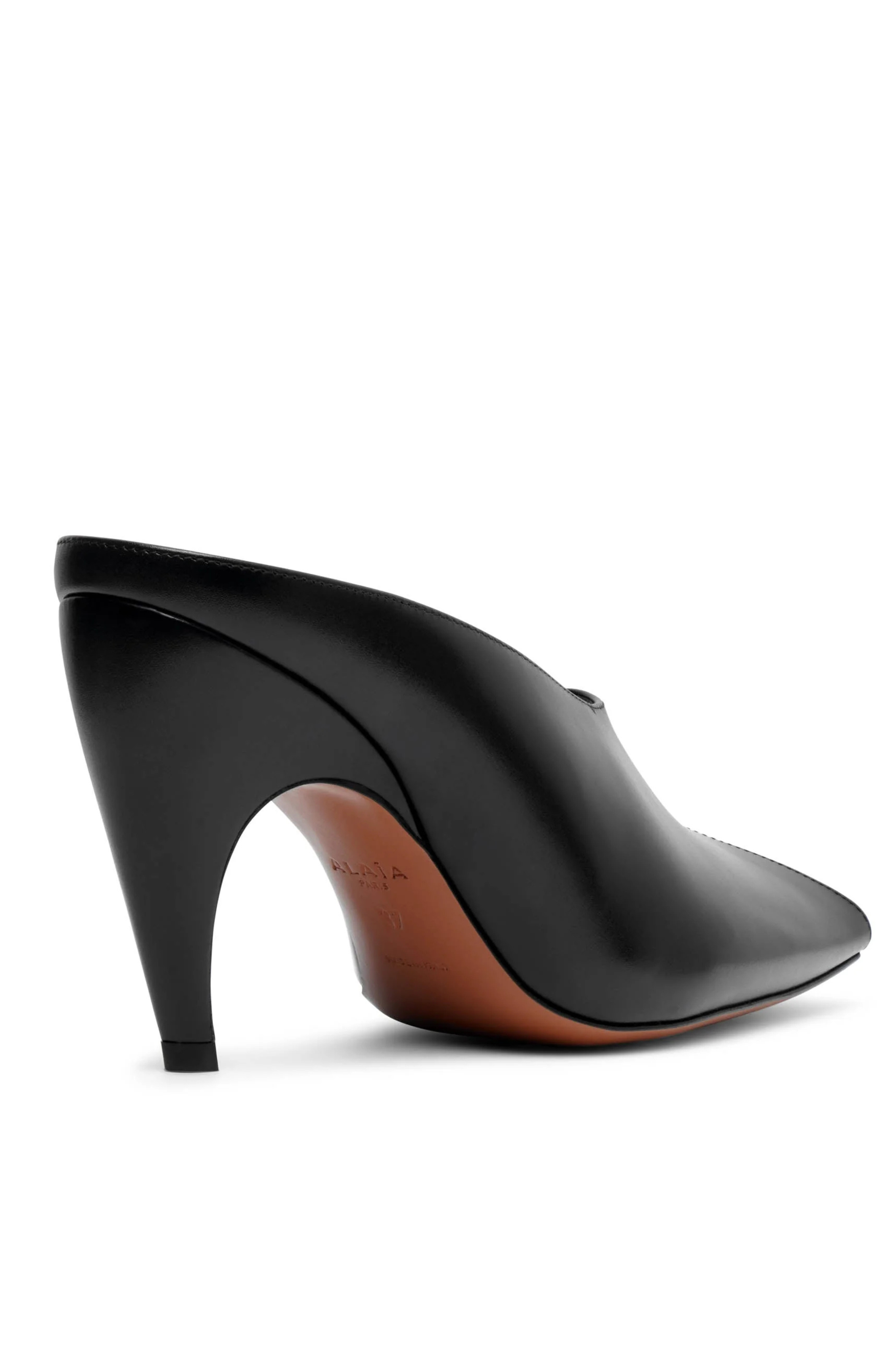 Open Toe Black Leather Mules - Bessette